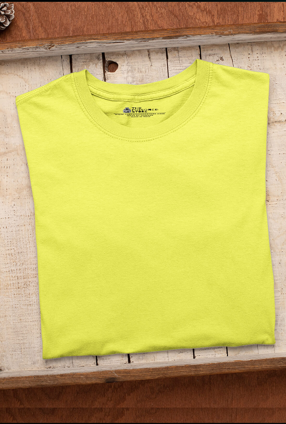 Men's Plain Light Lemon Yellow Cotton T-Shirt