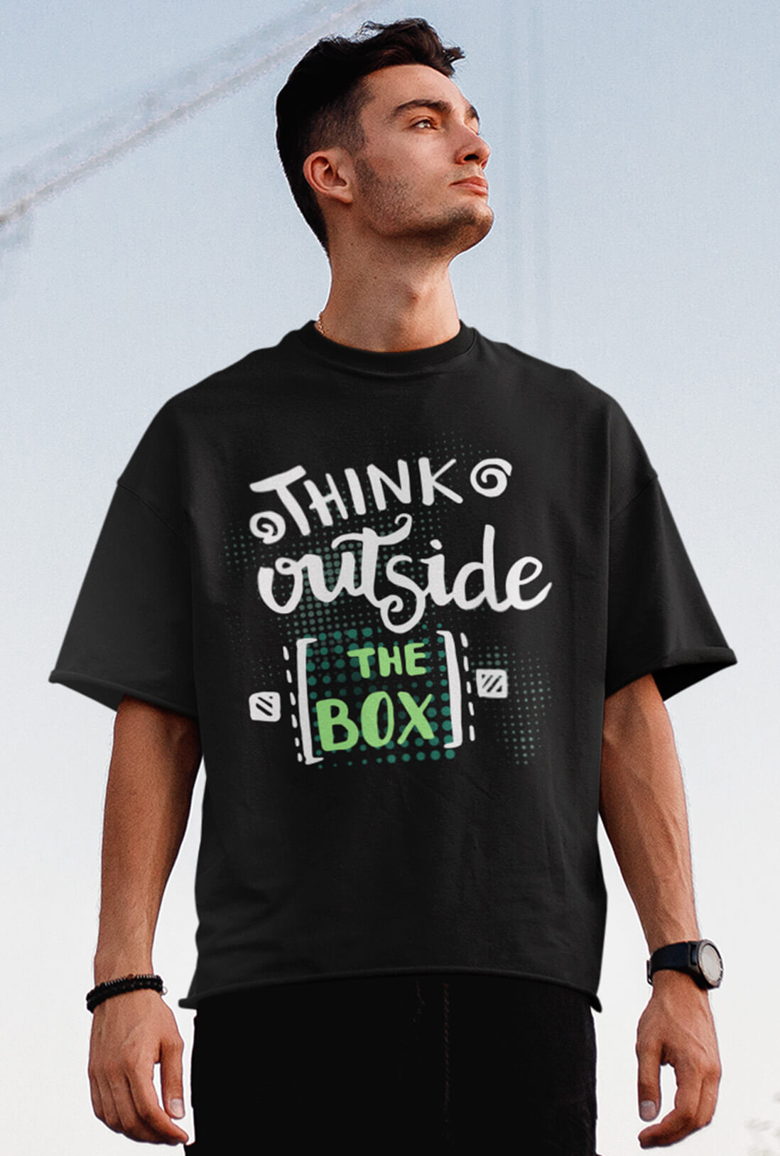 Think Outside The Box Men's Oversized T-Shirt