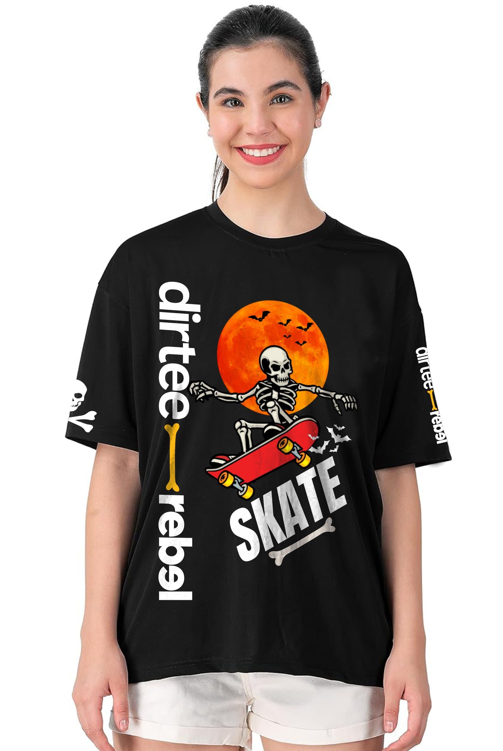 Dirtee Rebel Skate Women's Black Oversized Streetwear T-Shirt - photo 2 of 4