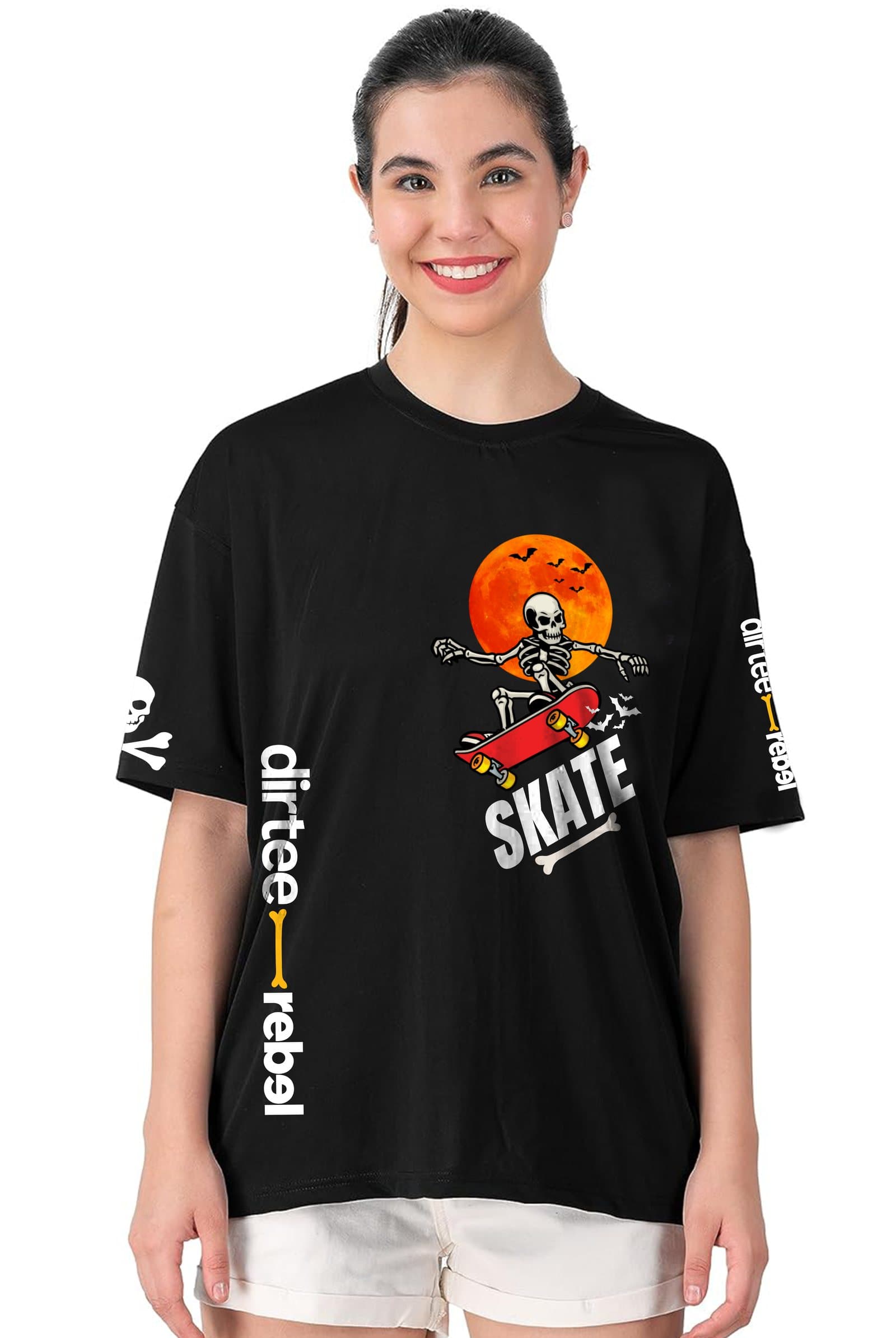 Dirtee Rebel Skate Women's Black Oversized Streetwear T-Shirt - photo 3 of 4