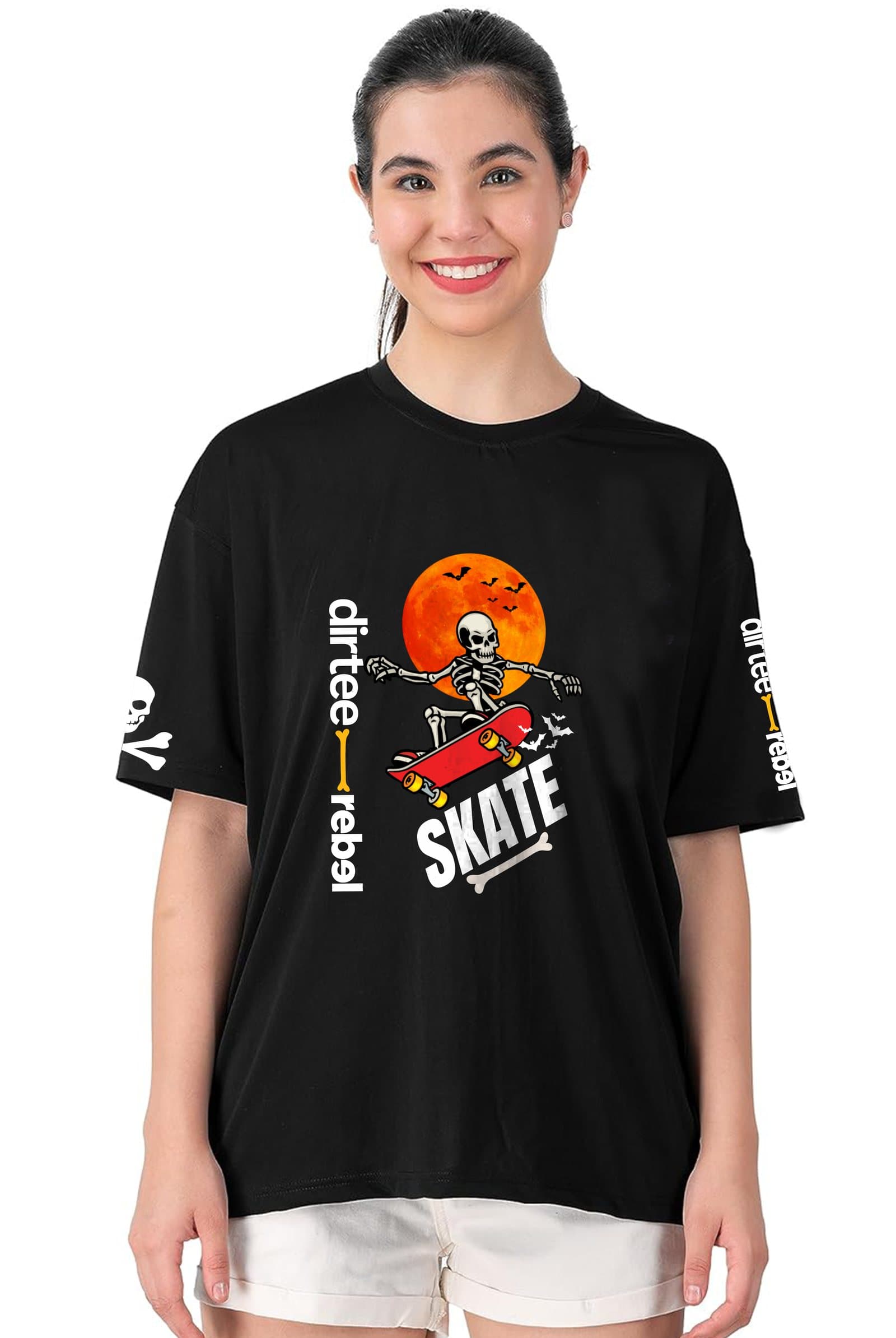 Dirtee Rebel Skate Women's Black Oversized Streetwear T-Shirt - photo 4 of 4
