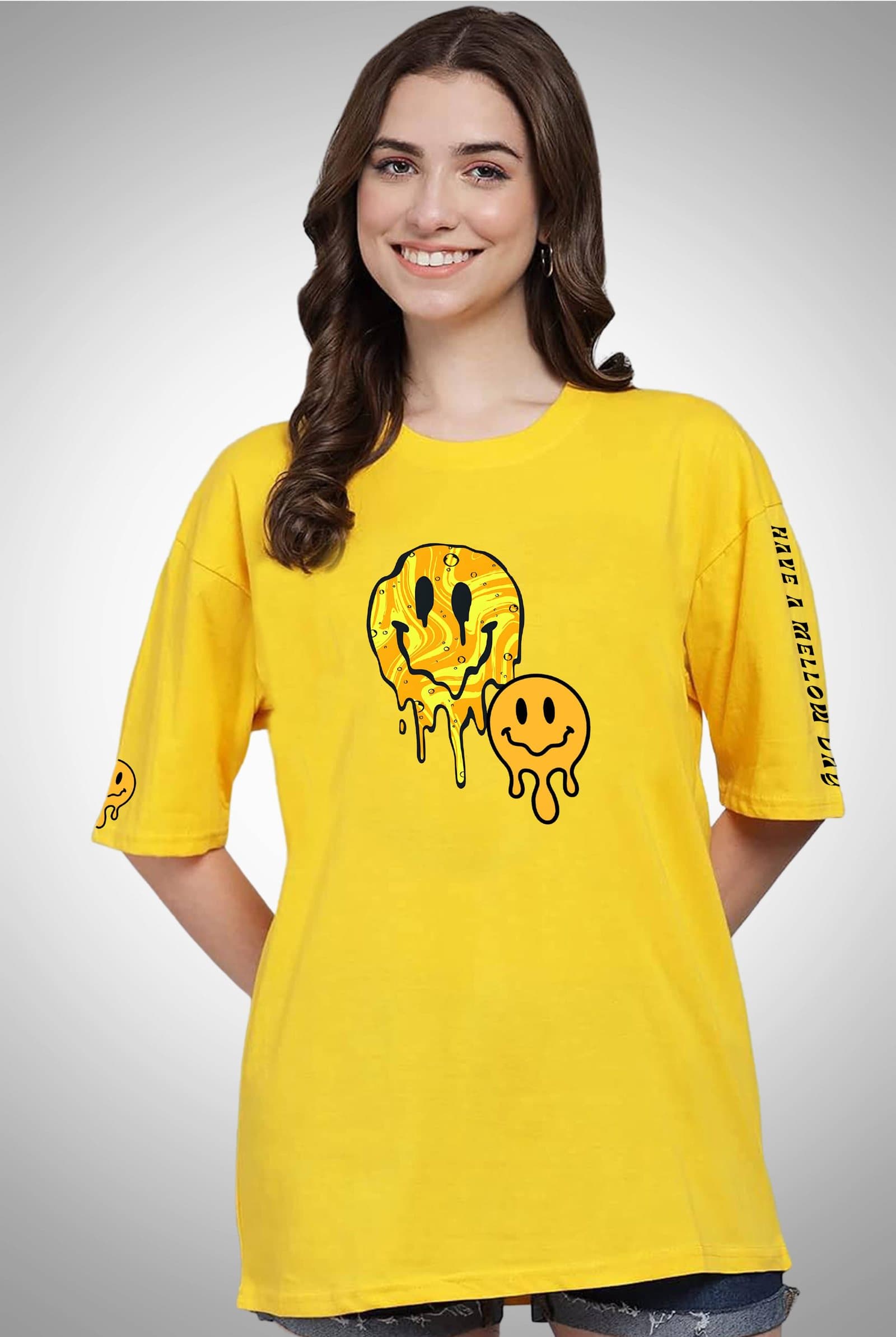 Have A Mellow Day Women's Yellow Oversized Streetwear T-Shirt - photo 2 of 2