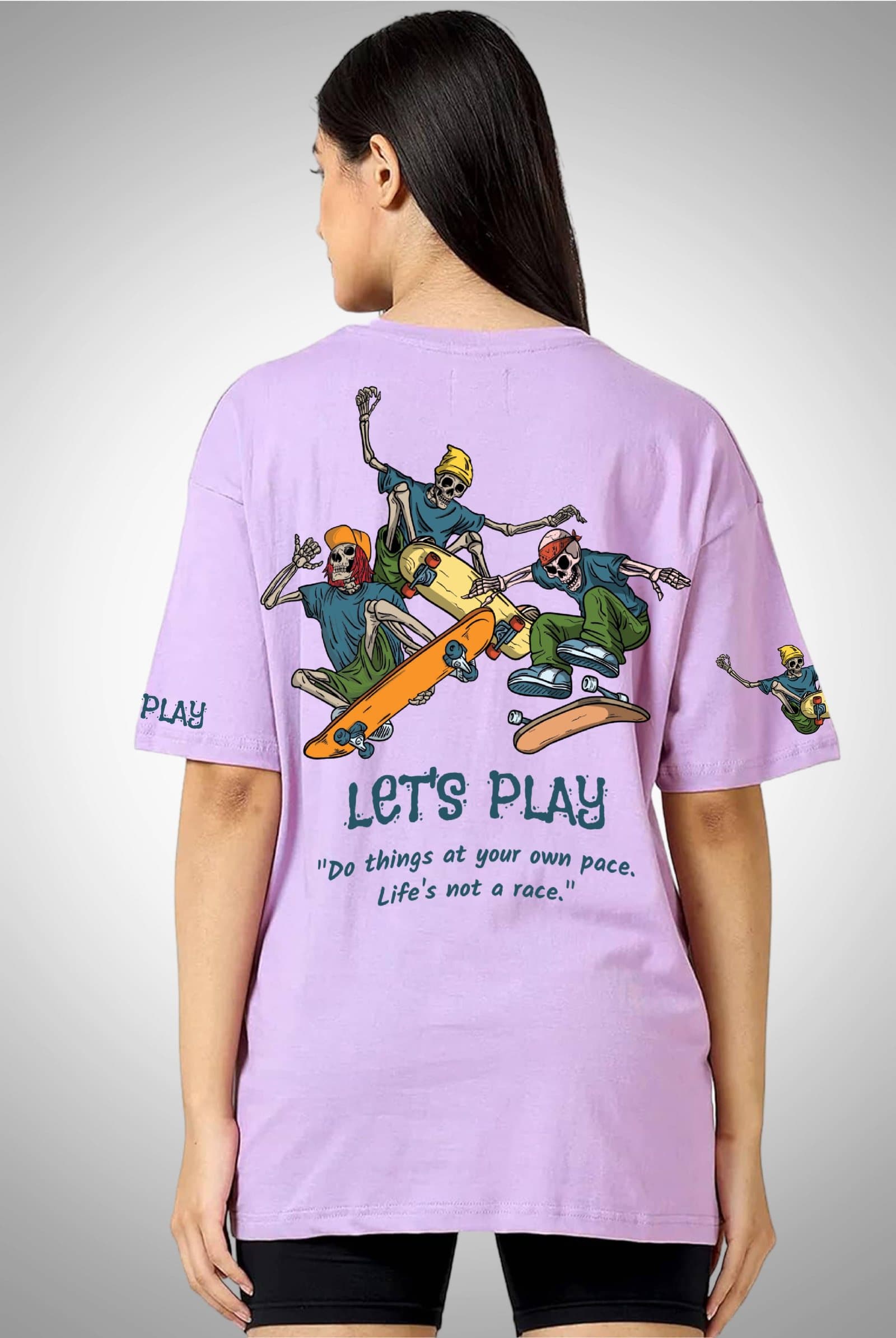 Let's Play Women's Lavender Oversized Streetwear T-Shirt