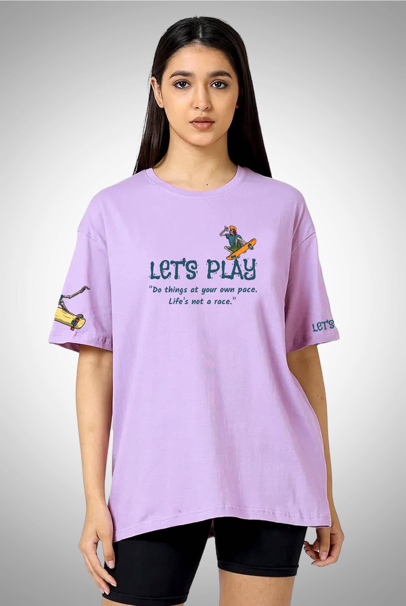 Let's Play Women's Lavender Oversized Streetwear T-Shirt - photo 2 of 2