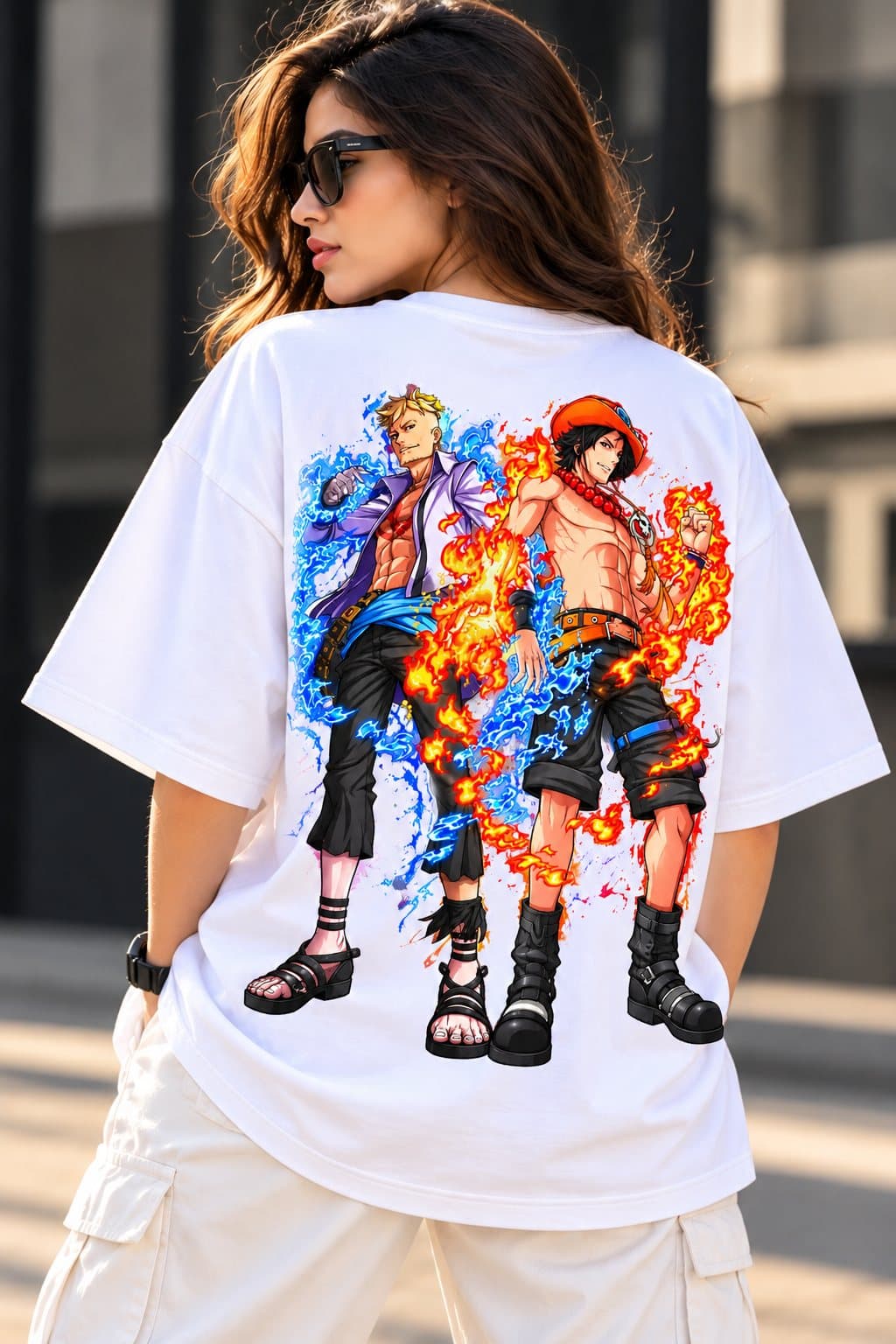 One Piece Ace and Sabo Women's Oversized Streetwear T-Shirt - photo 3 of 4