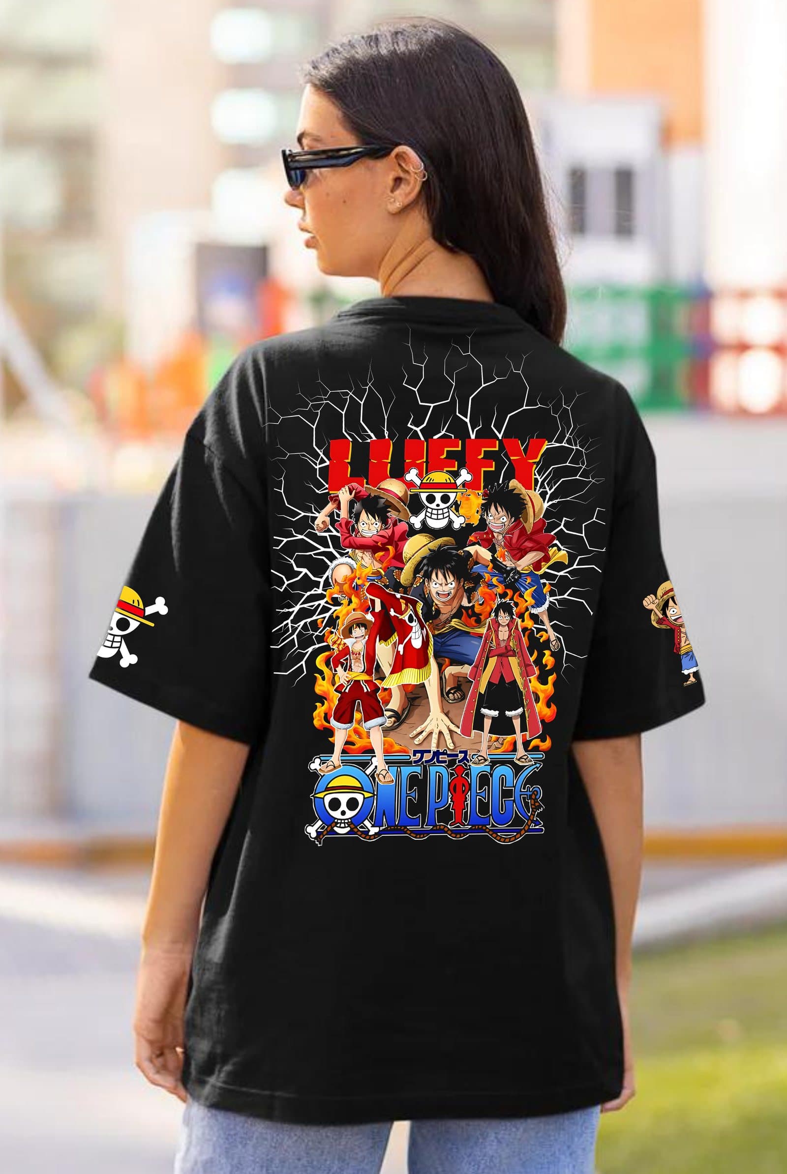 One Piece Luffy Burning Blood Women's Black Oversized T-Shirt - photo 3 of 3