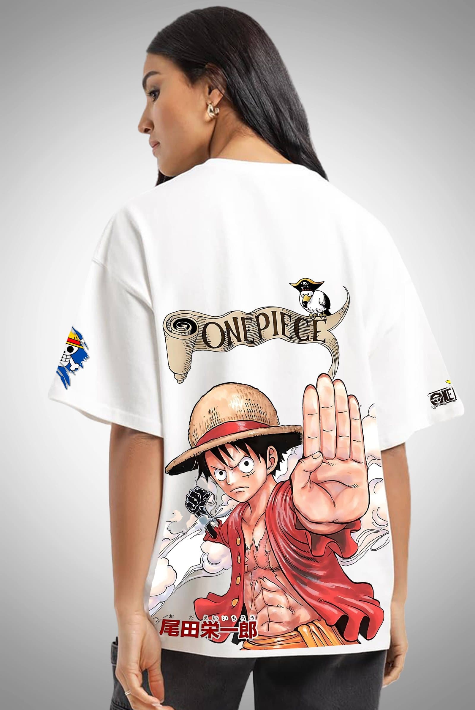 One Piece Luffy Women's White Oversized T-Shirt