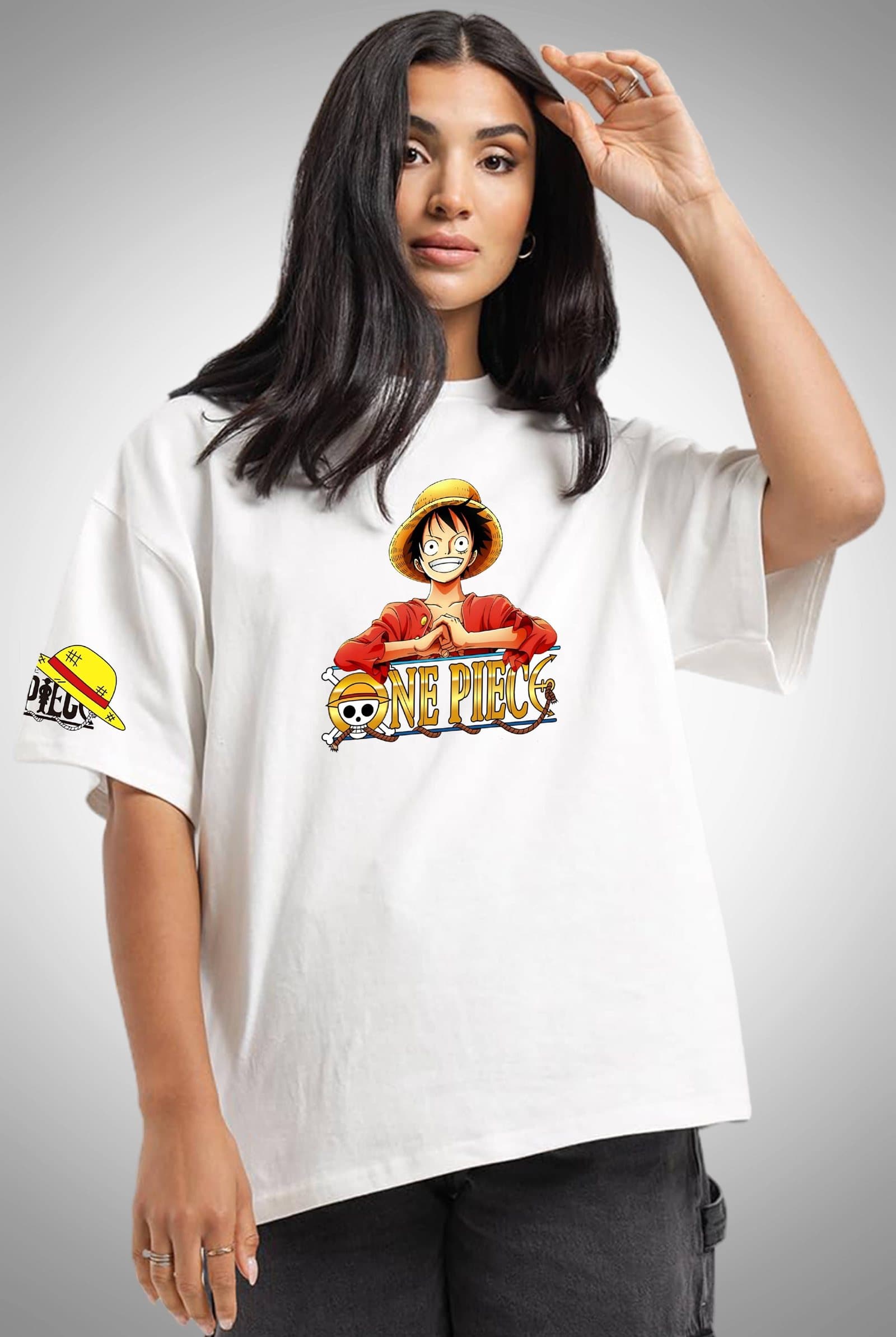 One Piece Luffy Women's White Oversized T-Shirt - photo 2 of 2