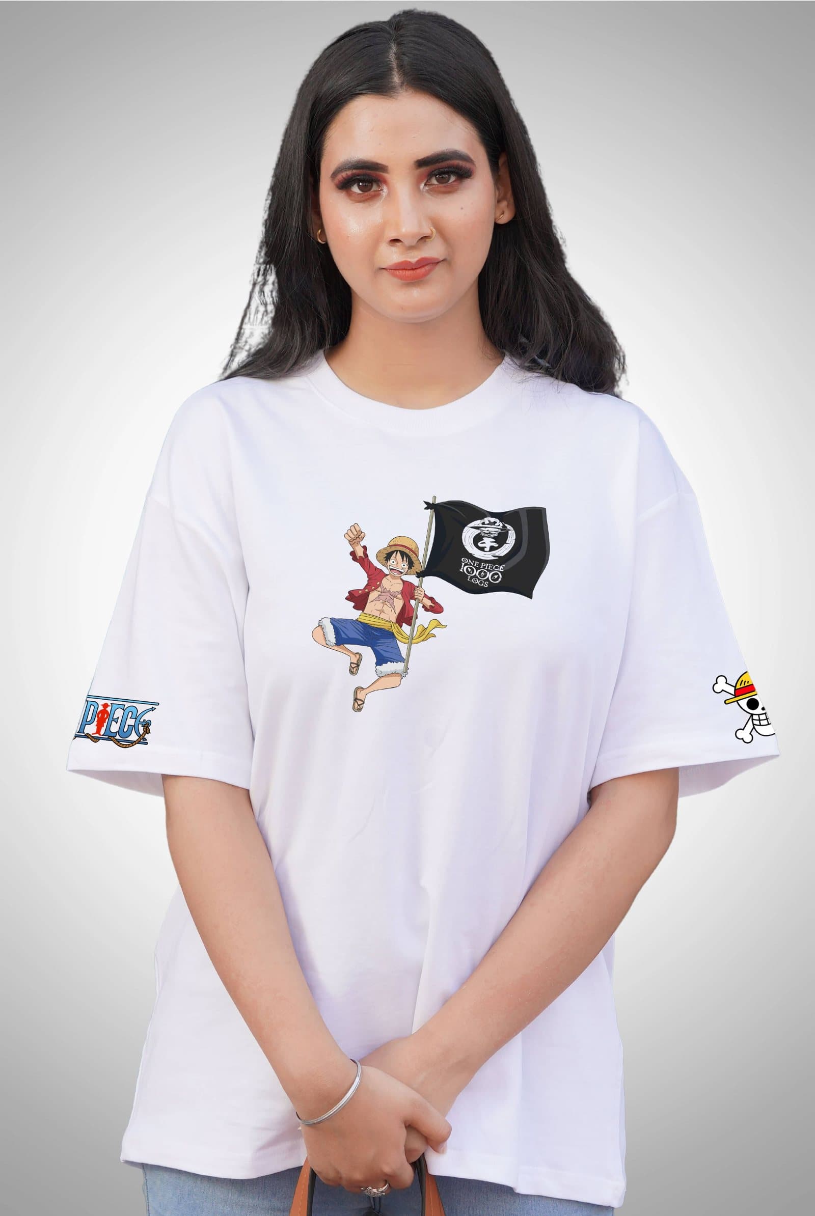 One Piece Monkey D Luffy Dragon Women's White Oversized T-Shirt - photo 2 of 3