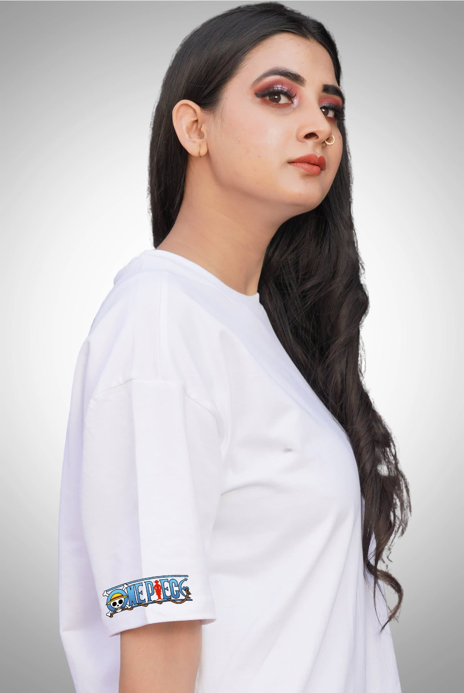 One Piece Monkey D Luffy Dragon Women's White Oversized T-Shirt - photo 3 of 3