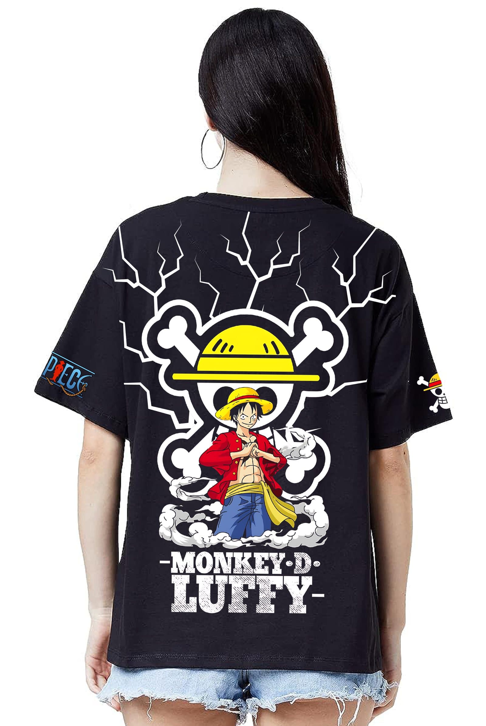 One Piece Monkey D Luffy Jolly Roger Women's Black Oversized T-Shirt - photo 3 of 3