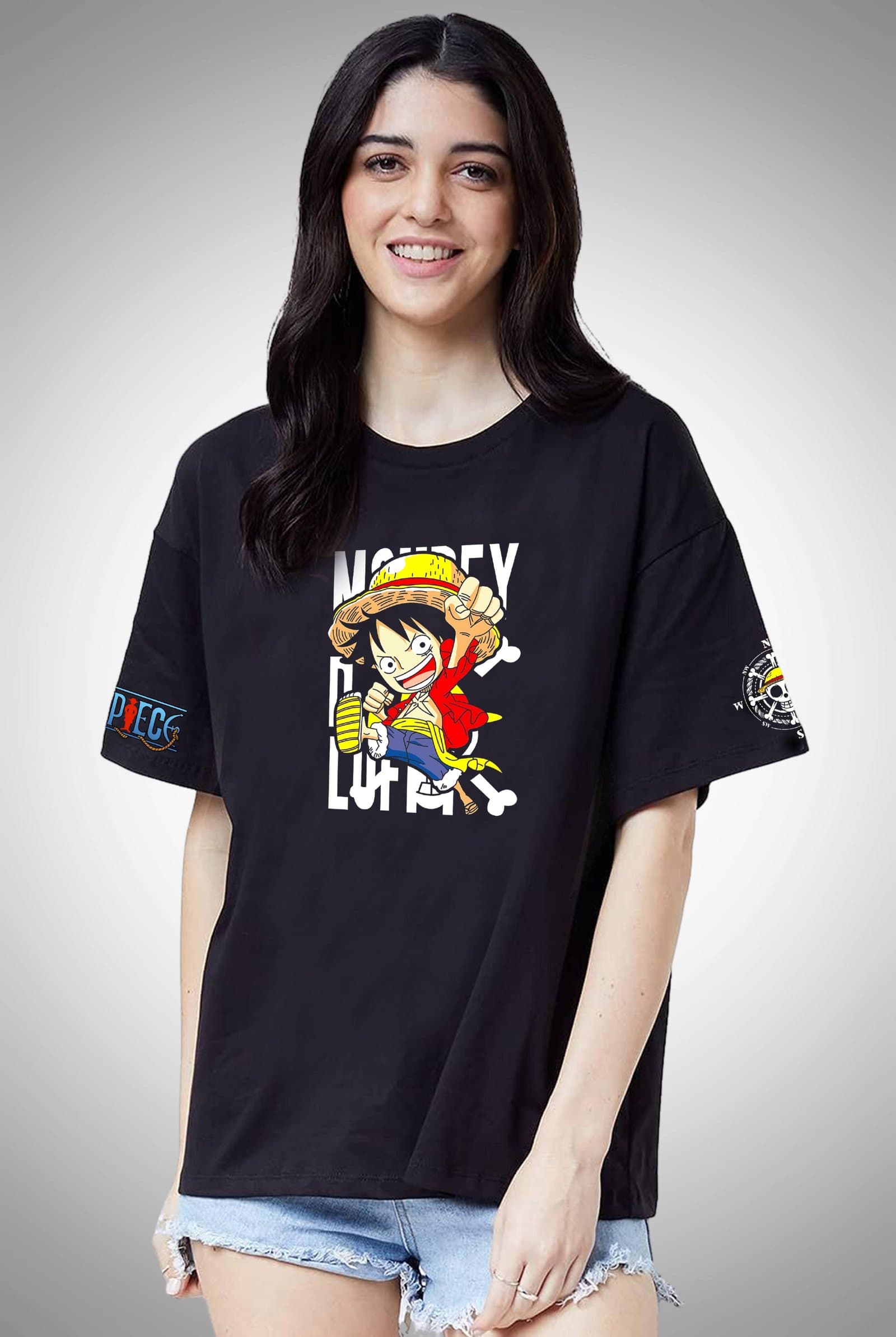 One Piece Monkey D Luffy Women's Black Oversized T-Shirt - photo 2 of 2