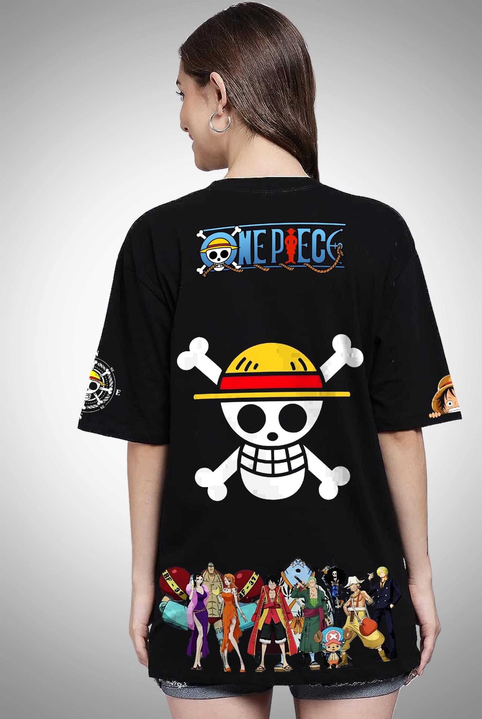 One Piece Straw Hat Crew Women's Black Oversized T-Shirt