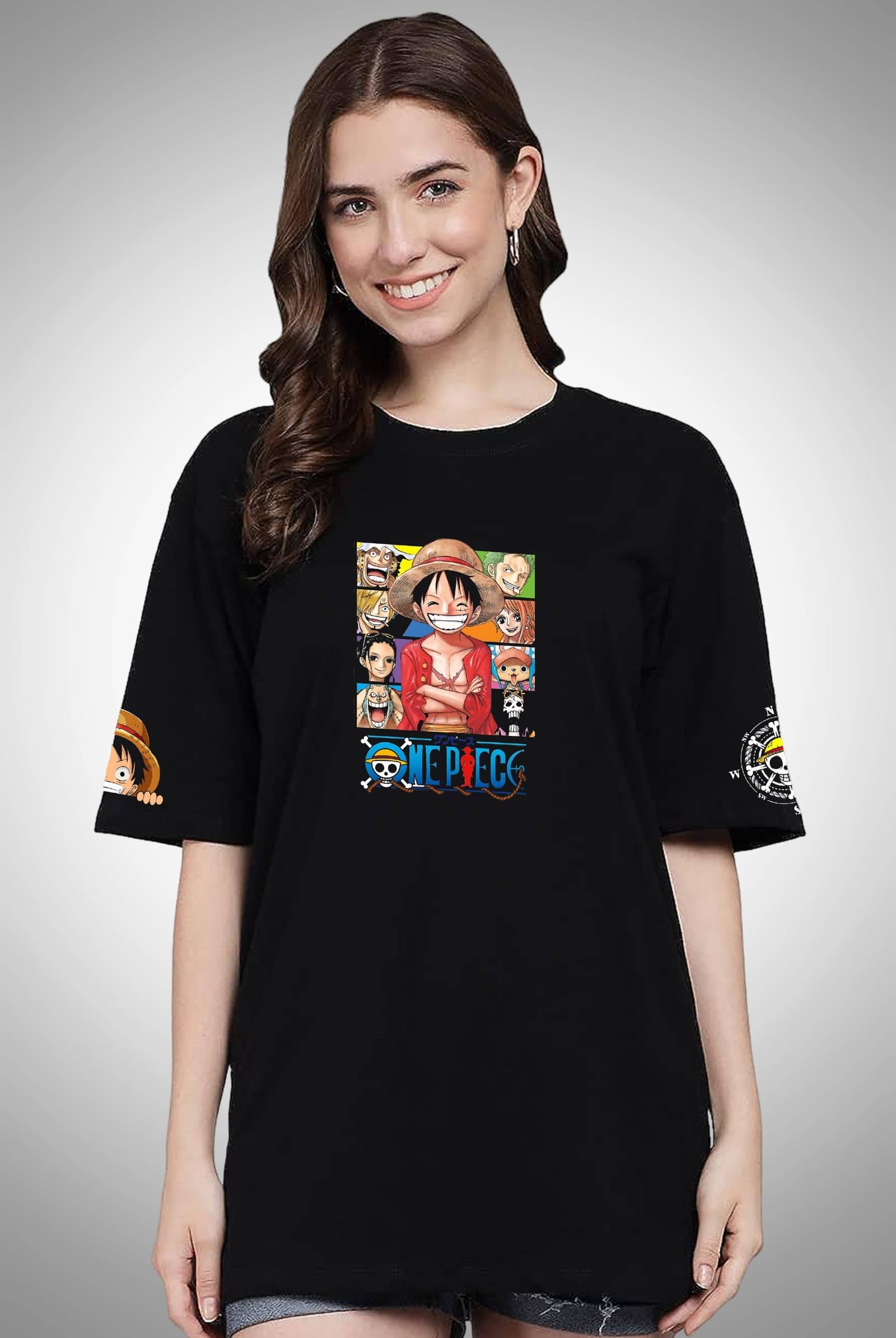 One Piece Straw Hat Crew Women's Black Oversized T-Shirt - photo 2 of 3