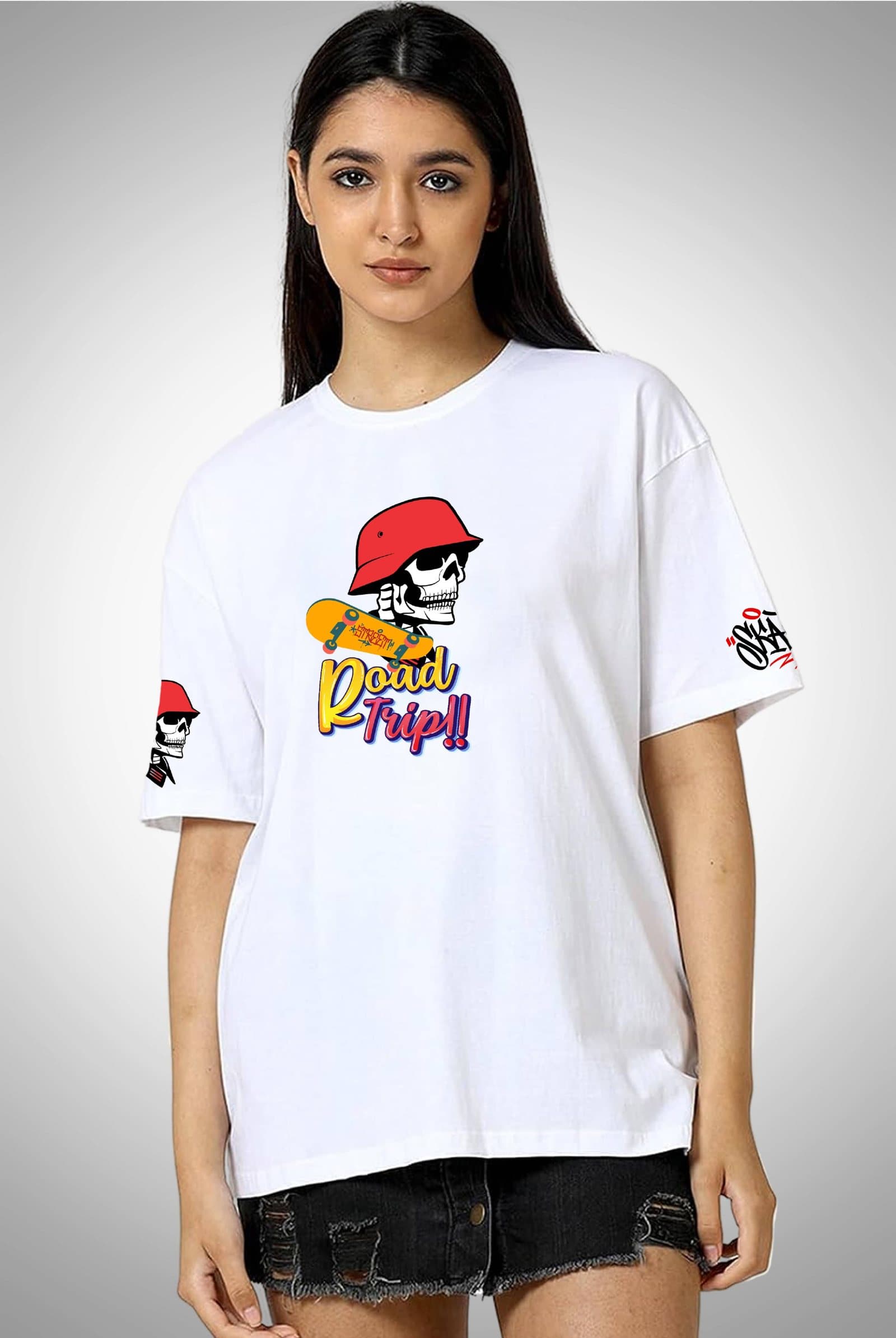 Road Trip Skate Women's White Oversized Streetwear T-Shirt - photo 2 of 2