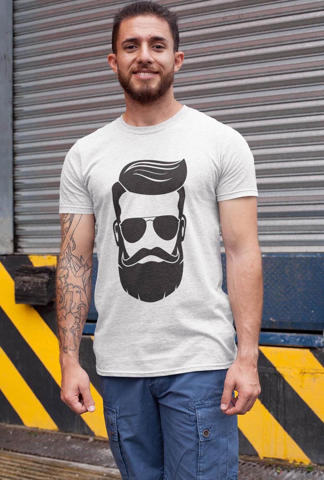 Beard Man Men's White Cotton T-Shirt