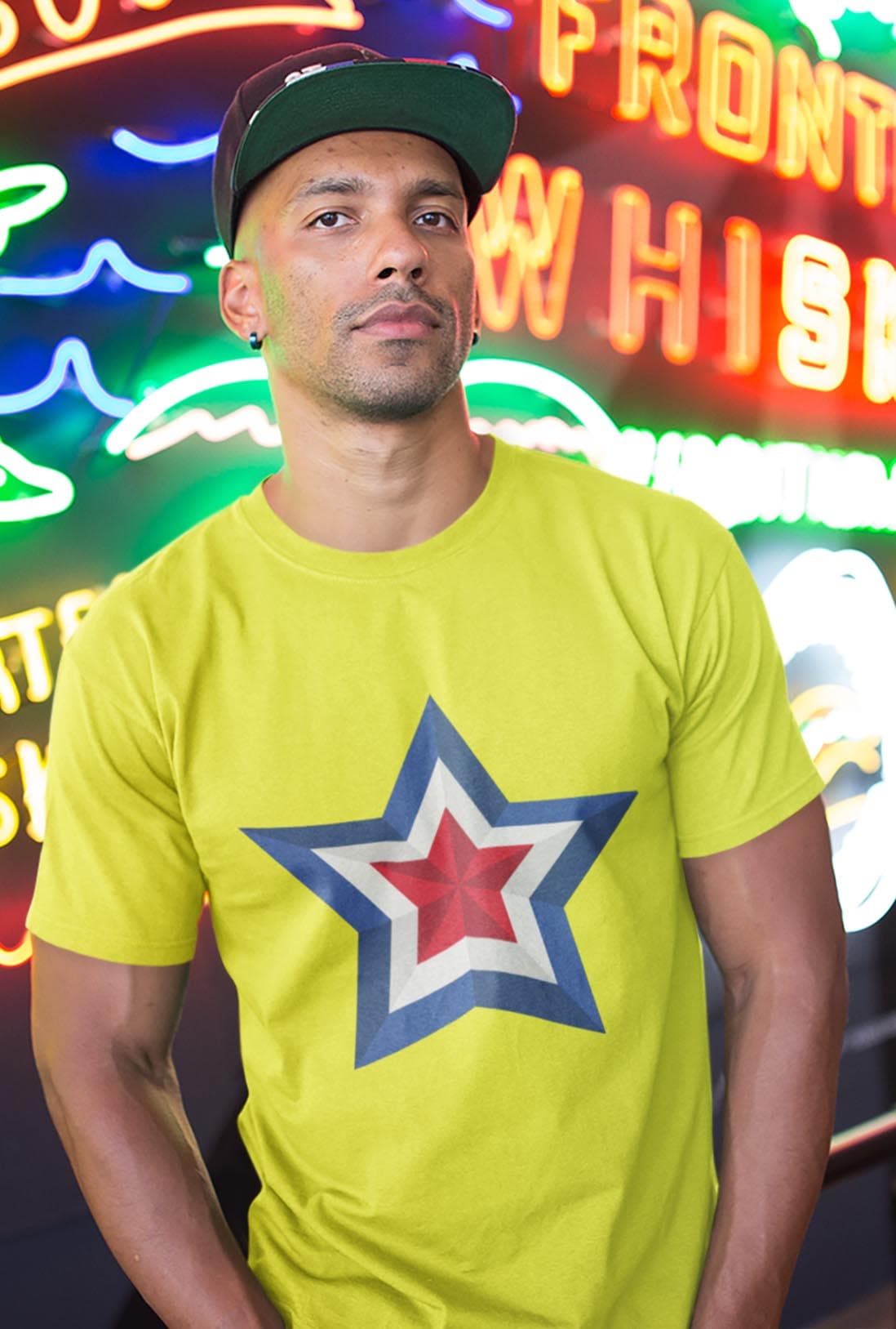 Blue White & Red Star Men's Cotton T-Shirt - photo 4 of 7