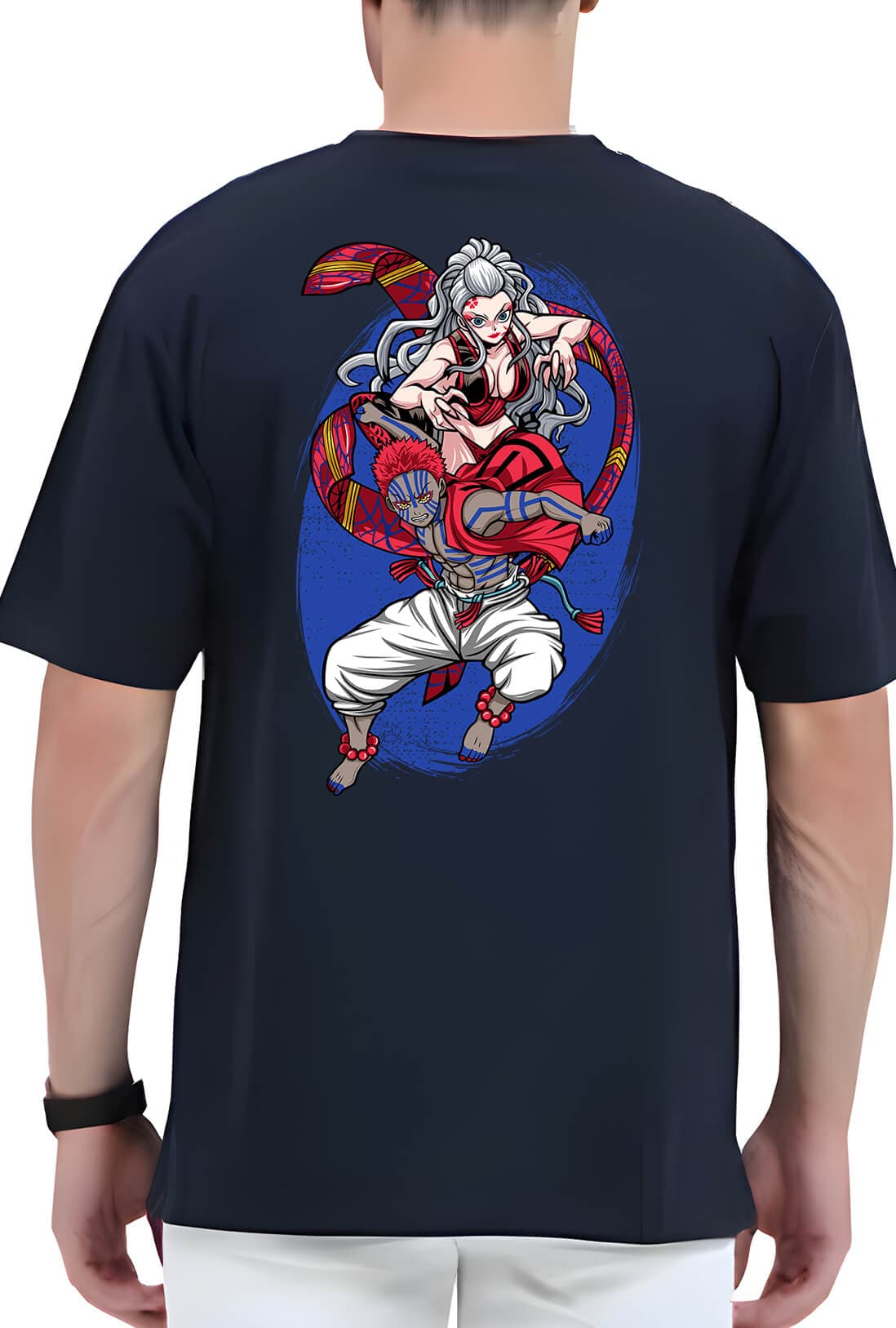 Cartoon Fighters Men's Back Print Oversized T-Shirt - photo 3 of 4