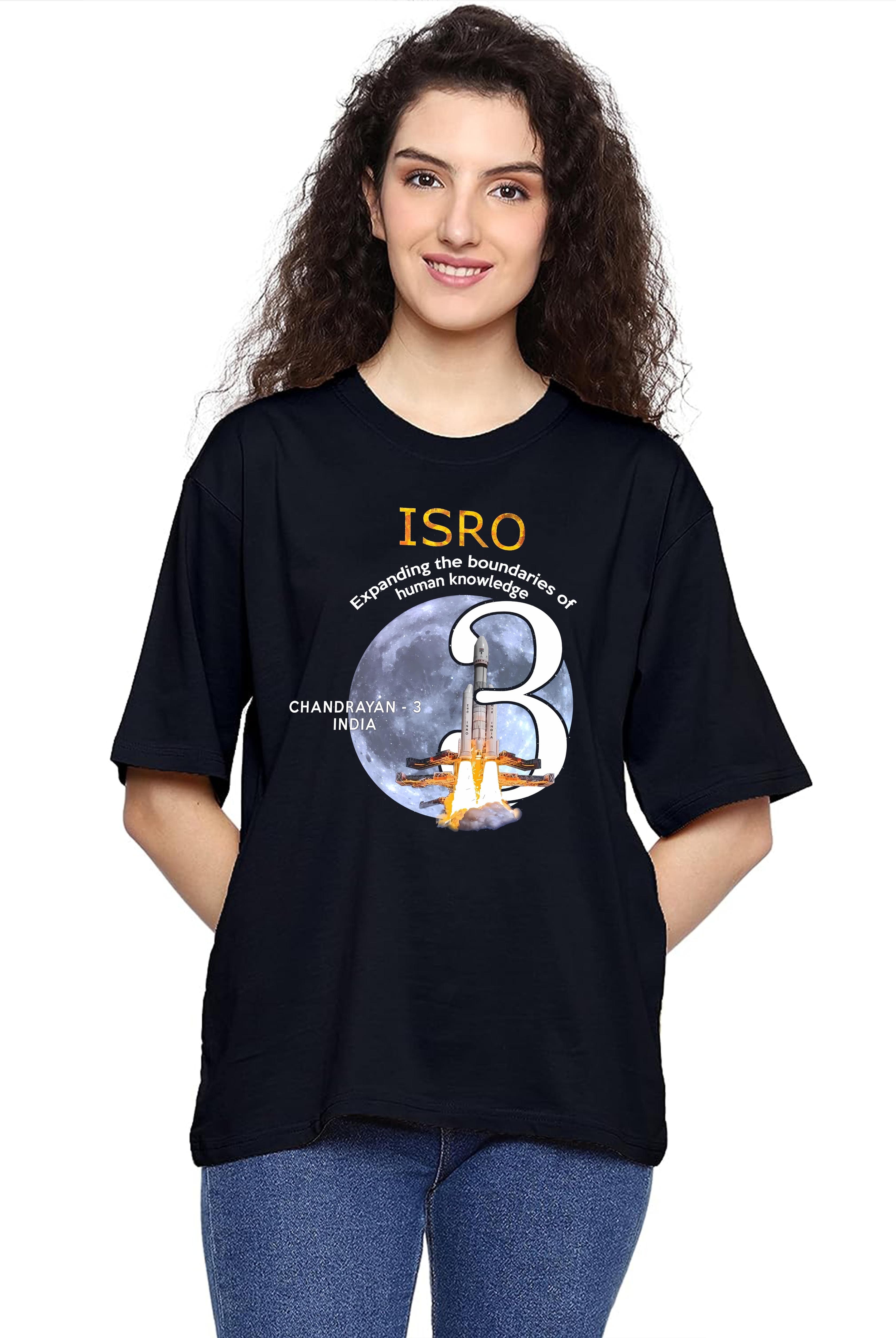 Chandrayaan 3 Women's Oversized Black Front and Back Printed T-Shirt - photo 3 of 4