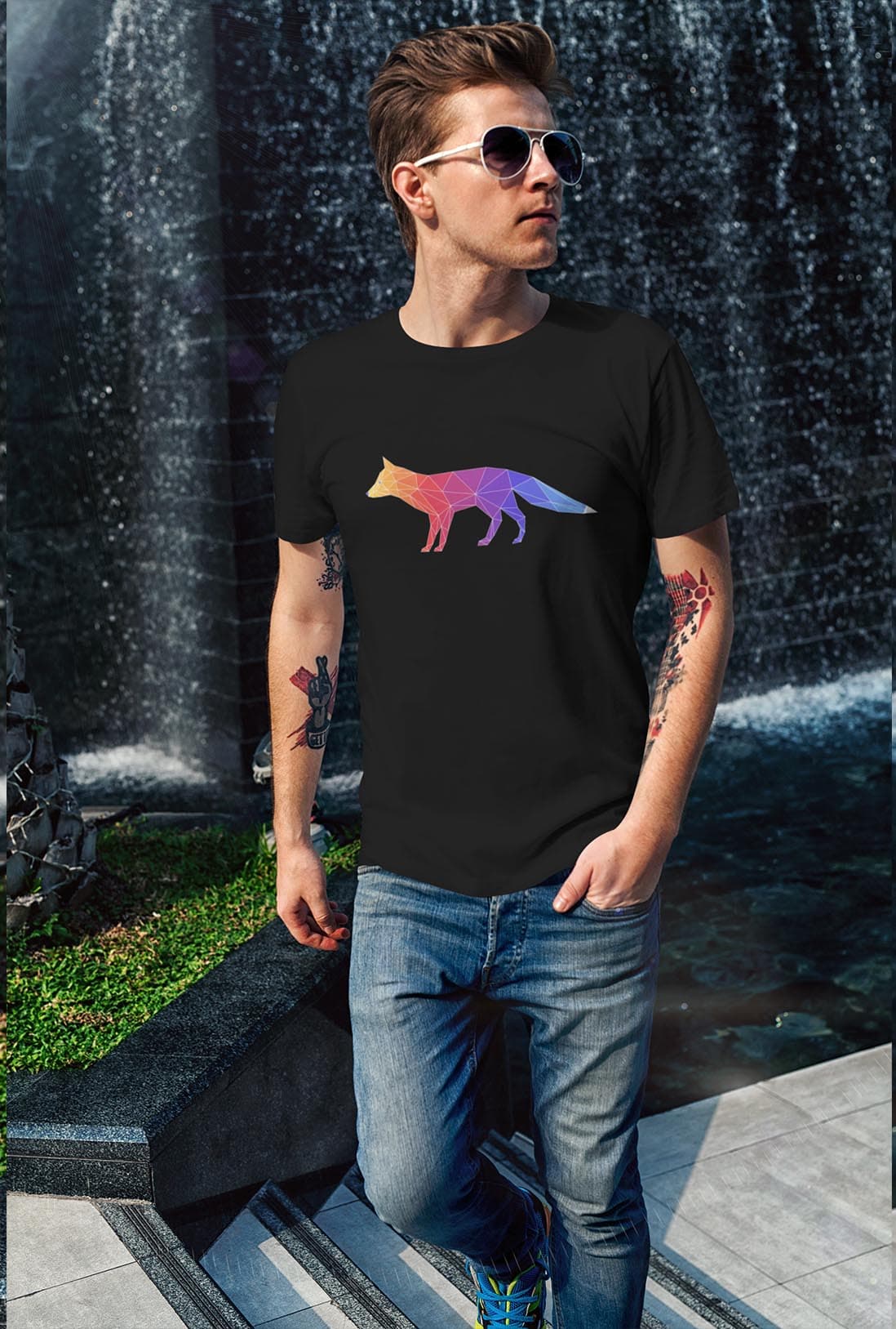 Colorful Fox Men's Cotton T-Shirt - photo 3 of 4