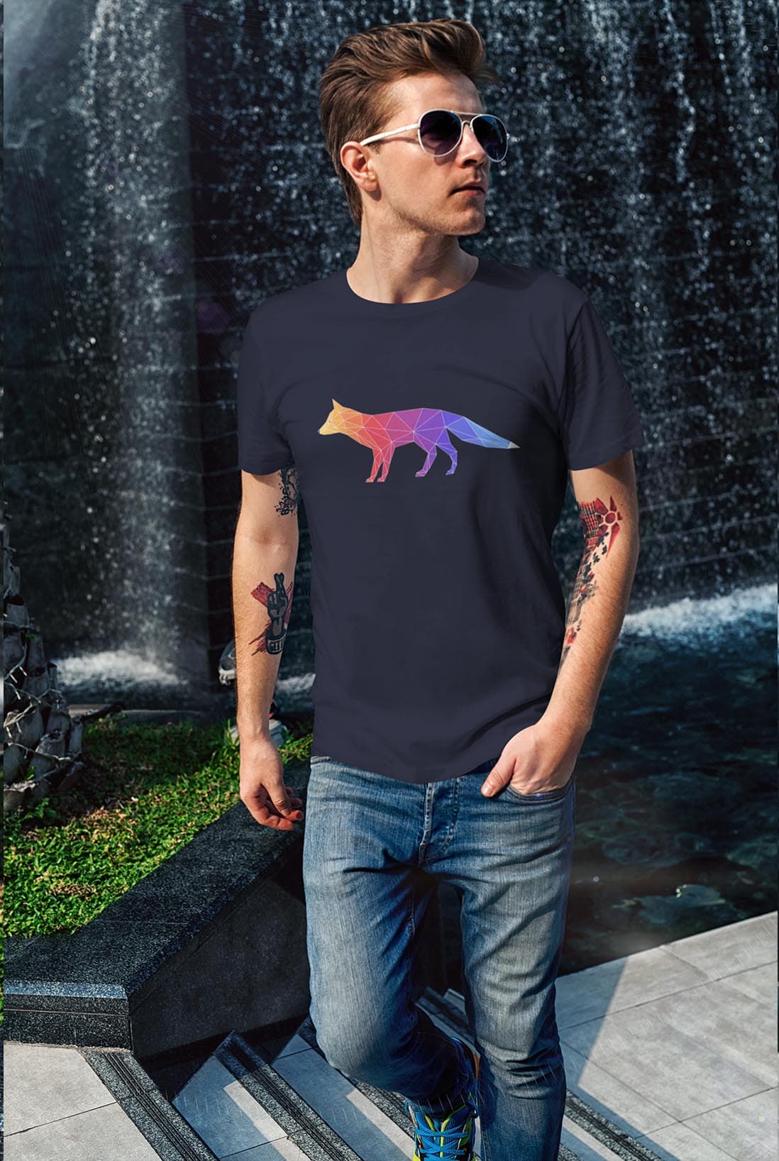 Colorful Fox Men's Cotton T-Shirt - photo 4 of 4