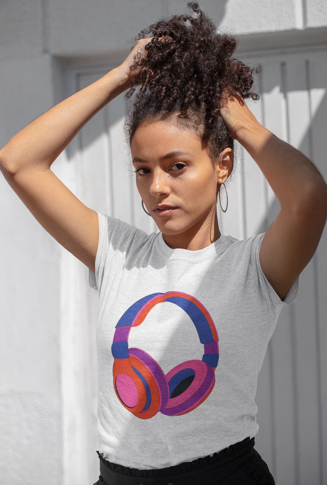Colorful Headphones Women's Cotton T-Shirt - photo 3 of 3