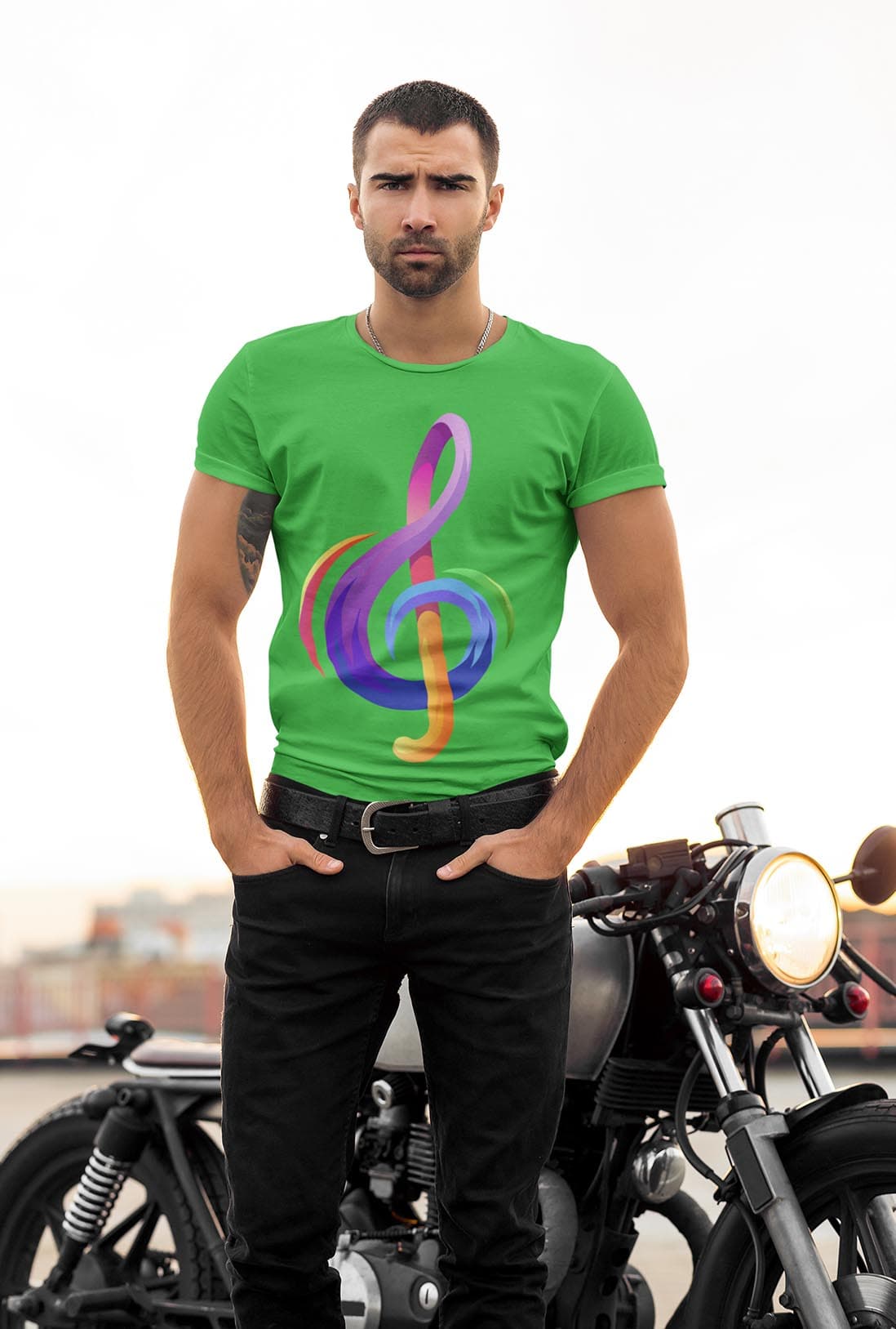 Colorful Music Sign Men's Cotton T-Shirt - photo 4 of 5