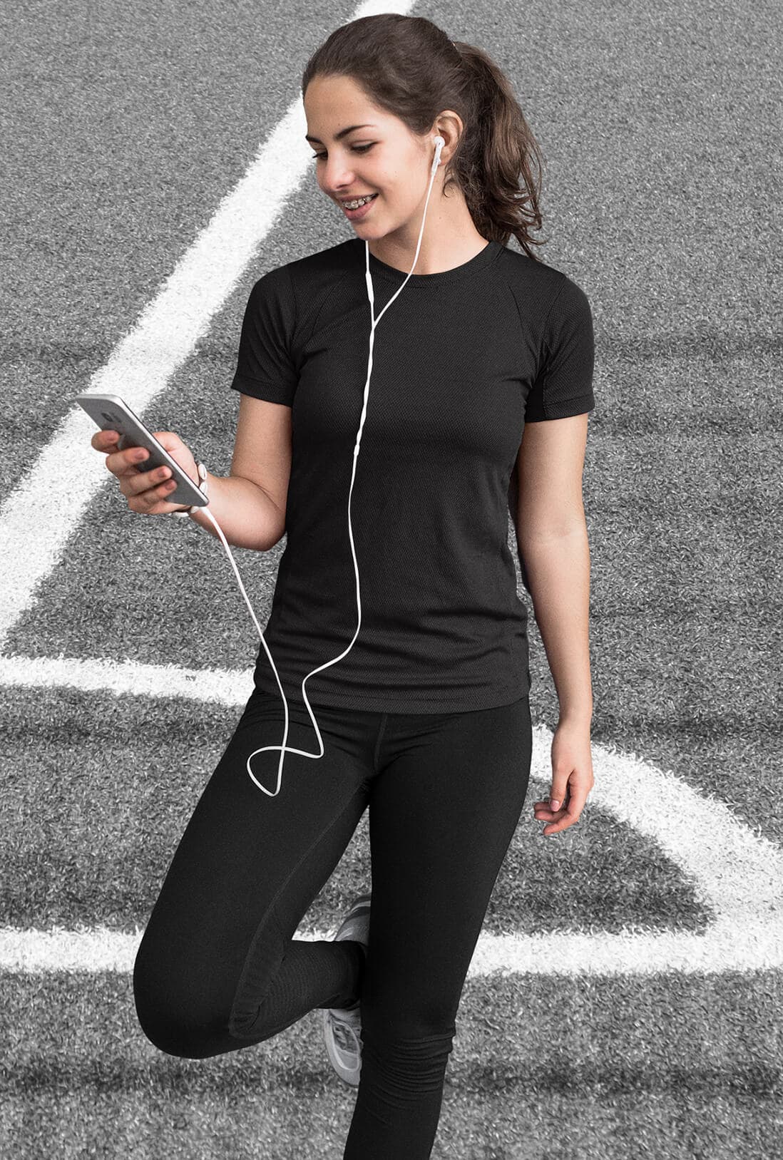 Women's Round Neck Black Active Wear T-Shirt - photo 2 of 2