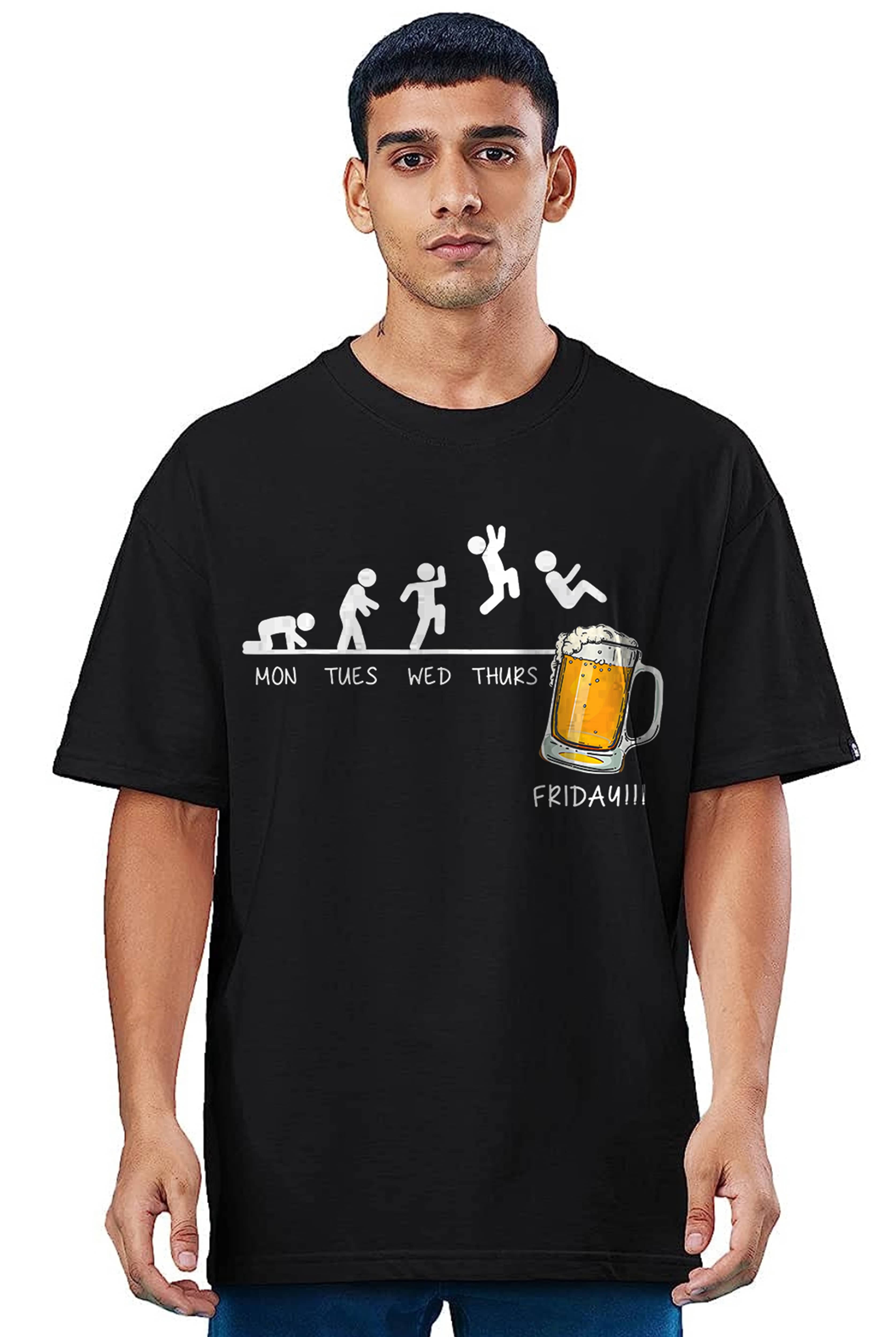 Friday Men's Oversized Black T-Shirt