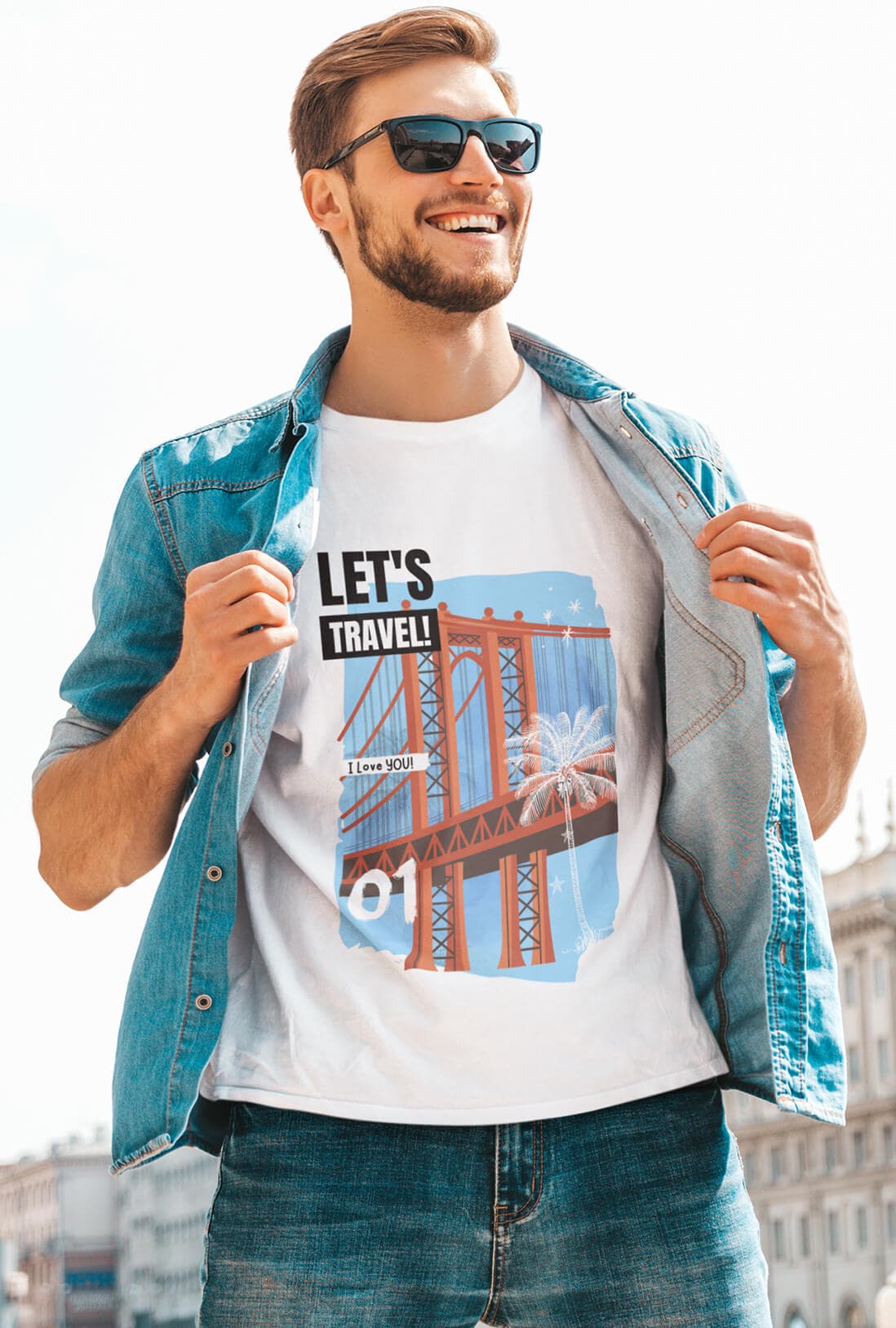 Let's Travel Men's Cotton T-Shirt