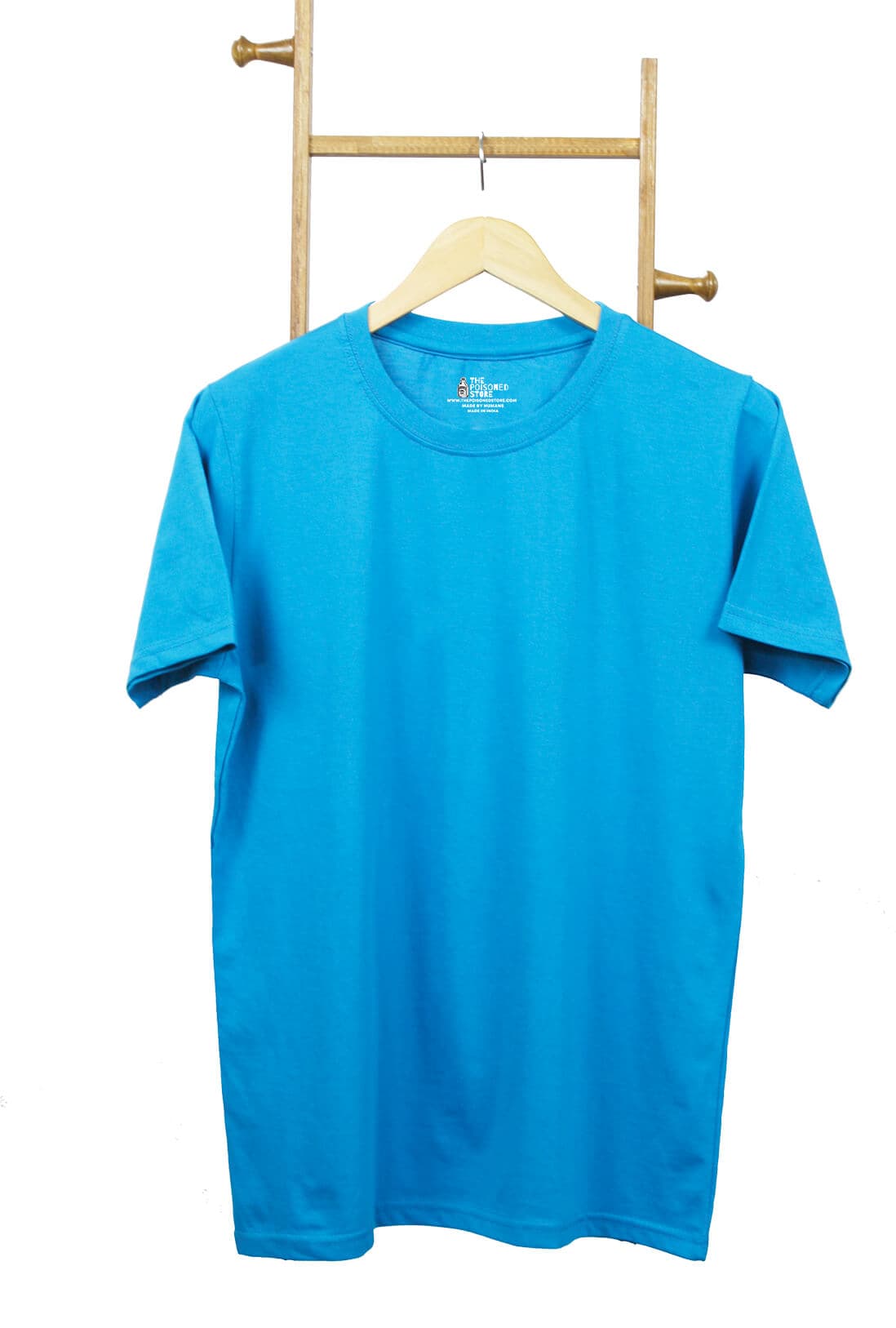 Men's Plain Electric Blue Cotton T-Shirt - photo 3 of 4