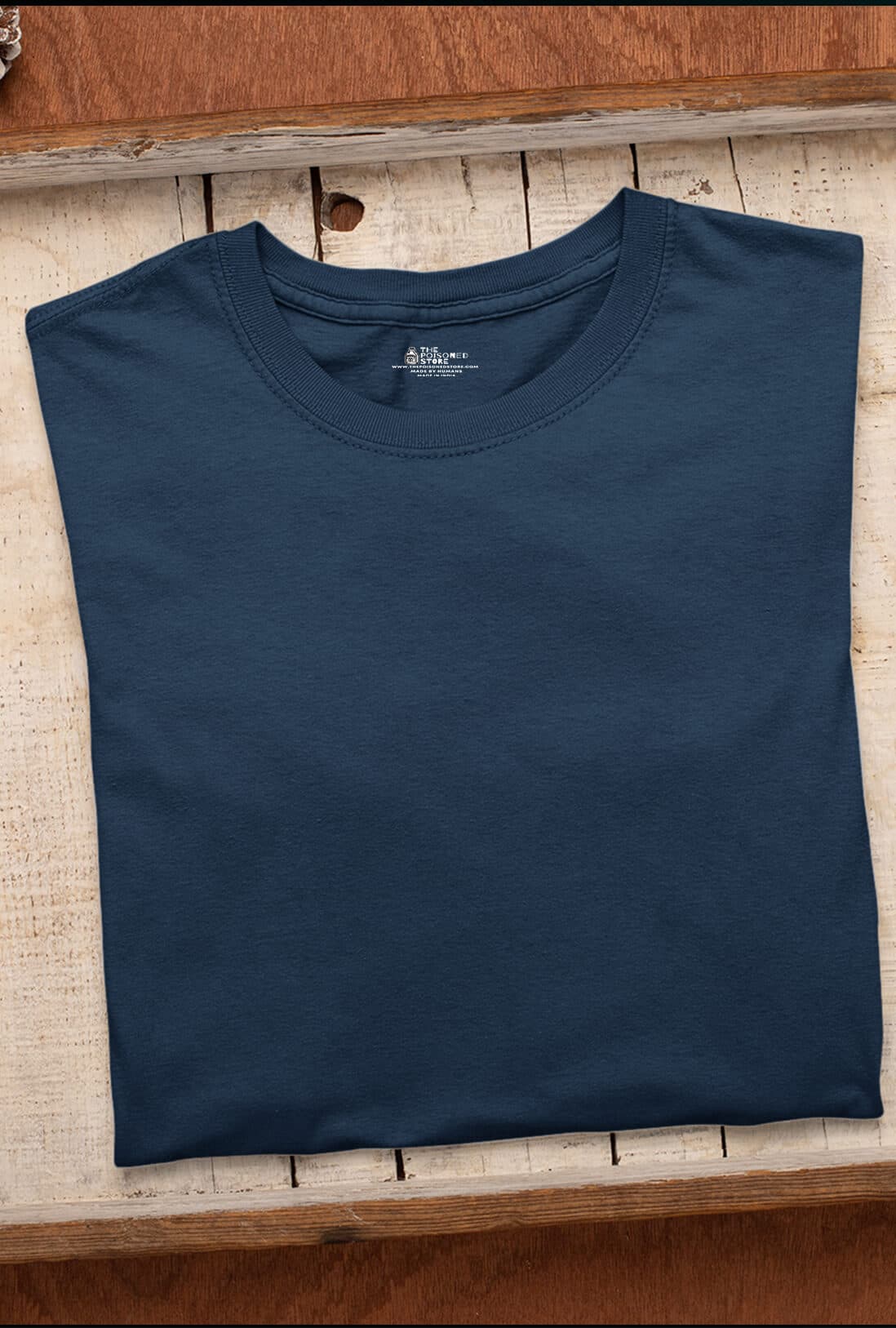Men's Plain Navy Blue Cotton T-Shirt - photo 4 of 4