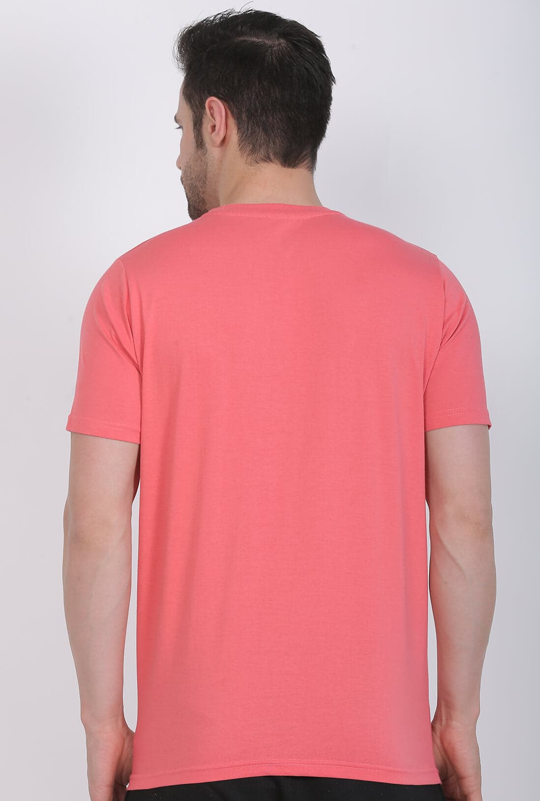 Men's Plain Peach Cotton T-Shirt - photo 3 of 4