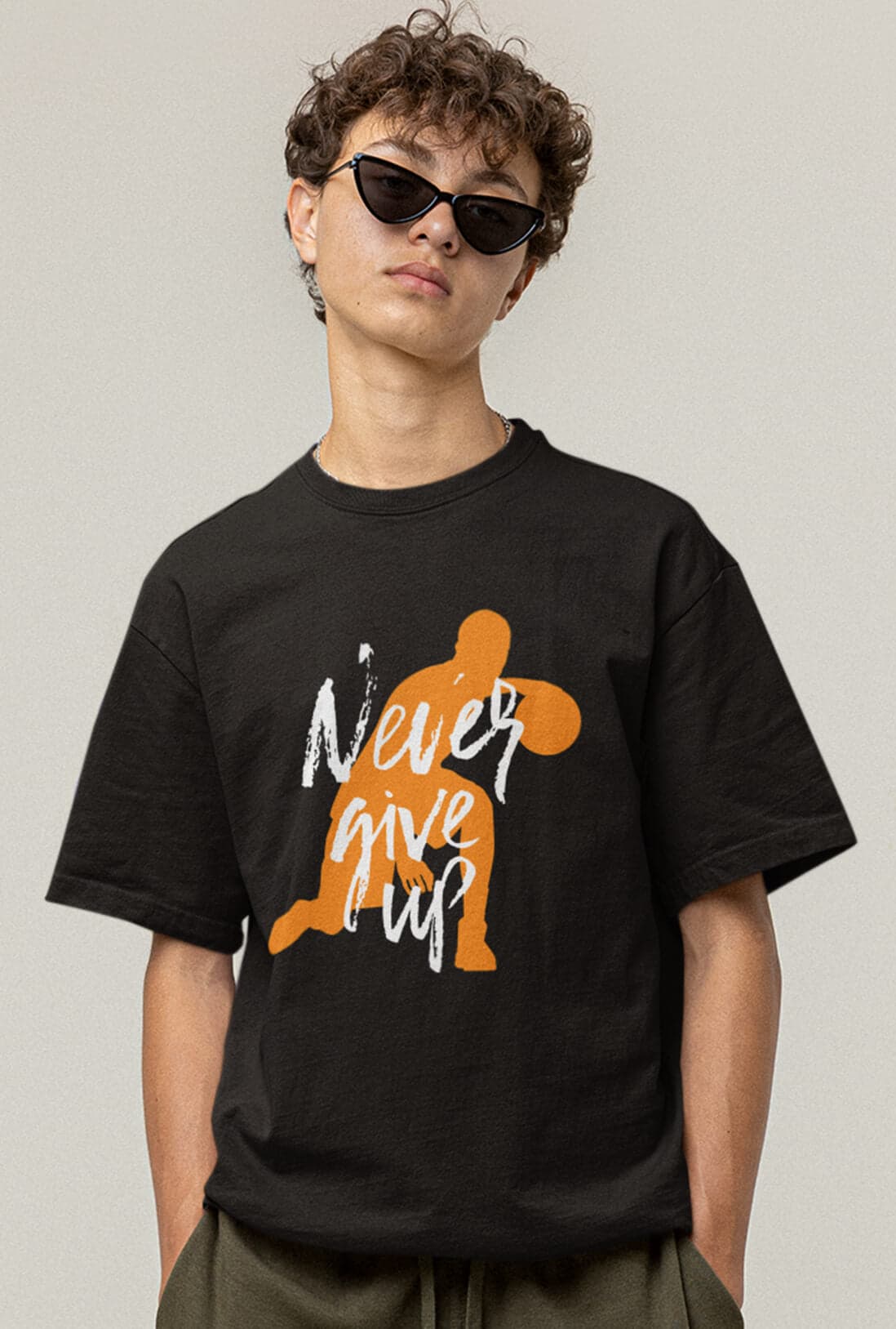 Never Give Up Men's Oversized T-Shirt - photo 2 of 2