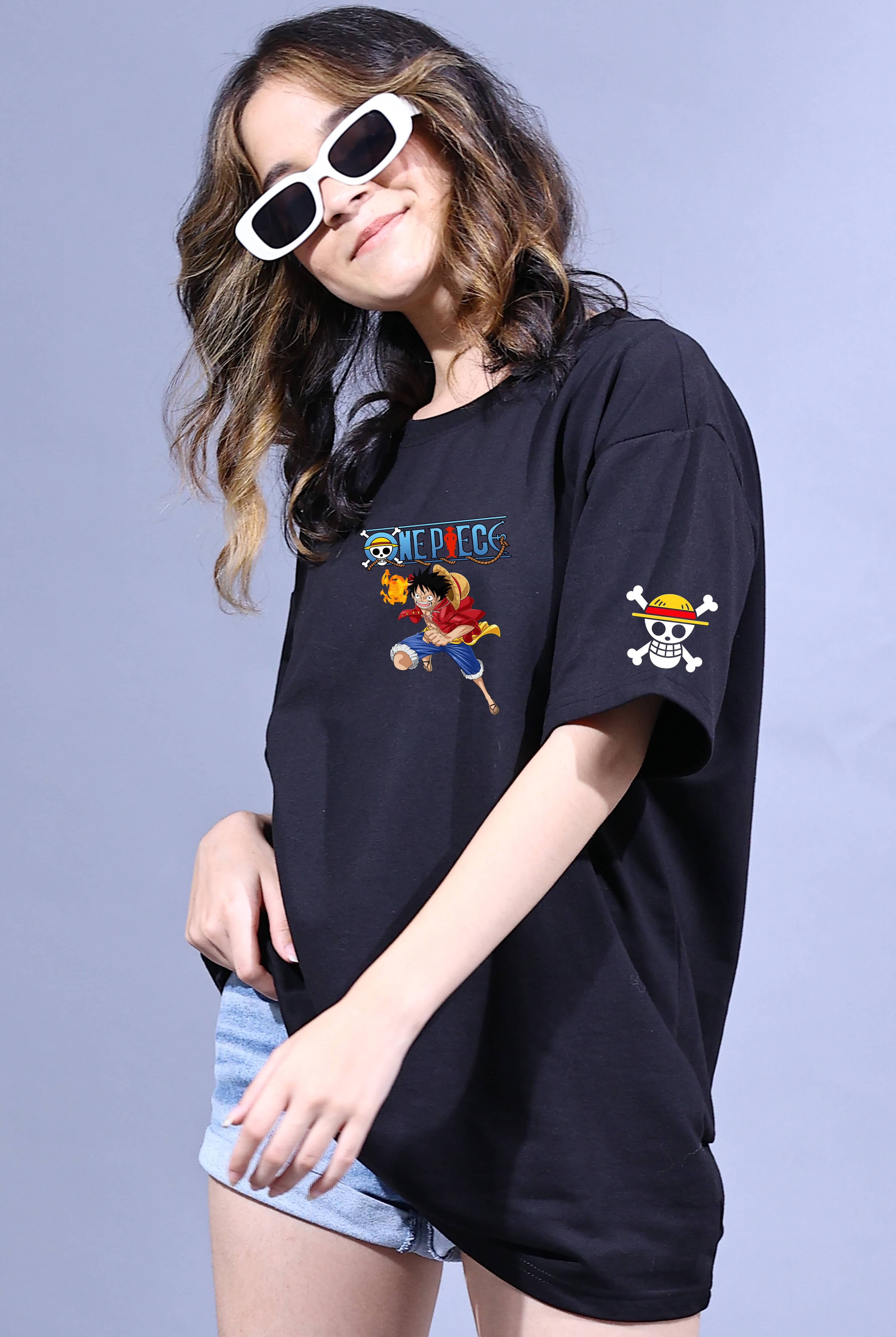 One Piece Luffy the Fire Women's Black Oversized T-Shirt - photo 4 of 4