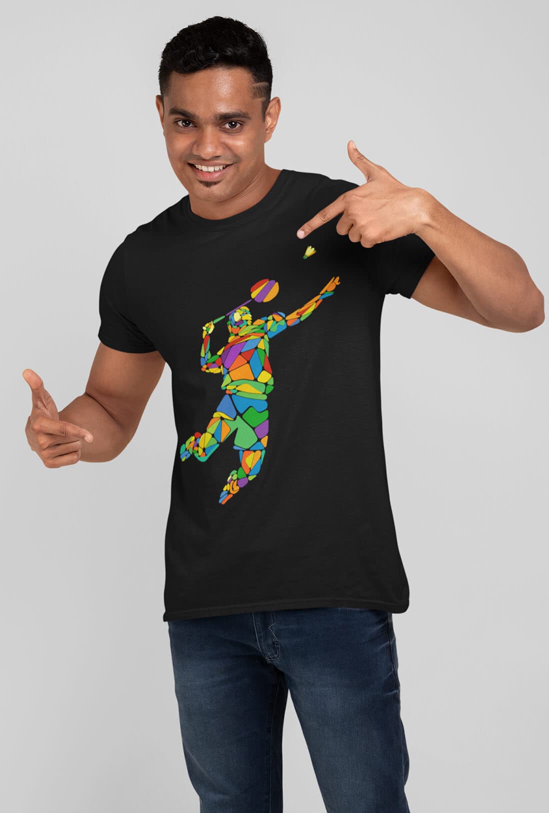 Playing Badminton Shot Men's Cotton T-Shirt - photo 2 of 2