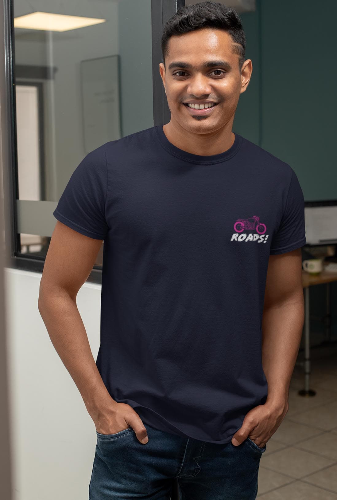 Motorbike Roads Pocket Side Men's Cotton T-Shirt - photo 3 of 3