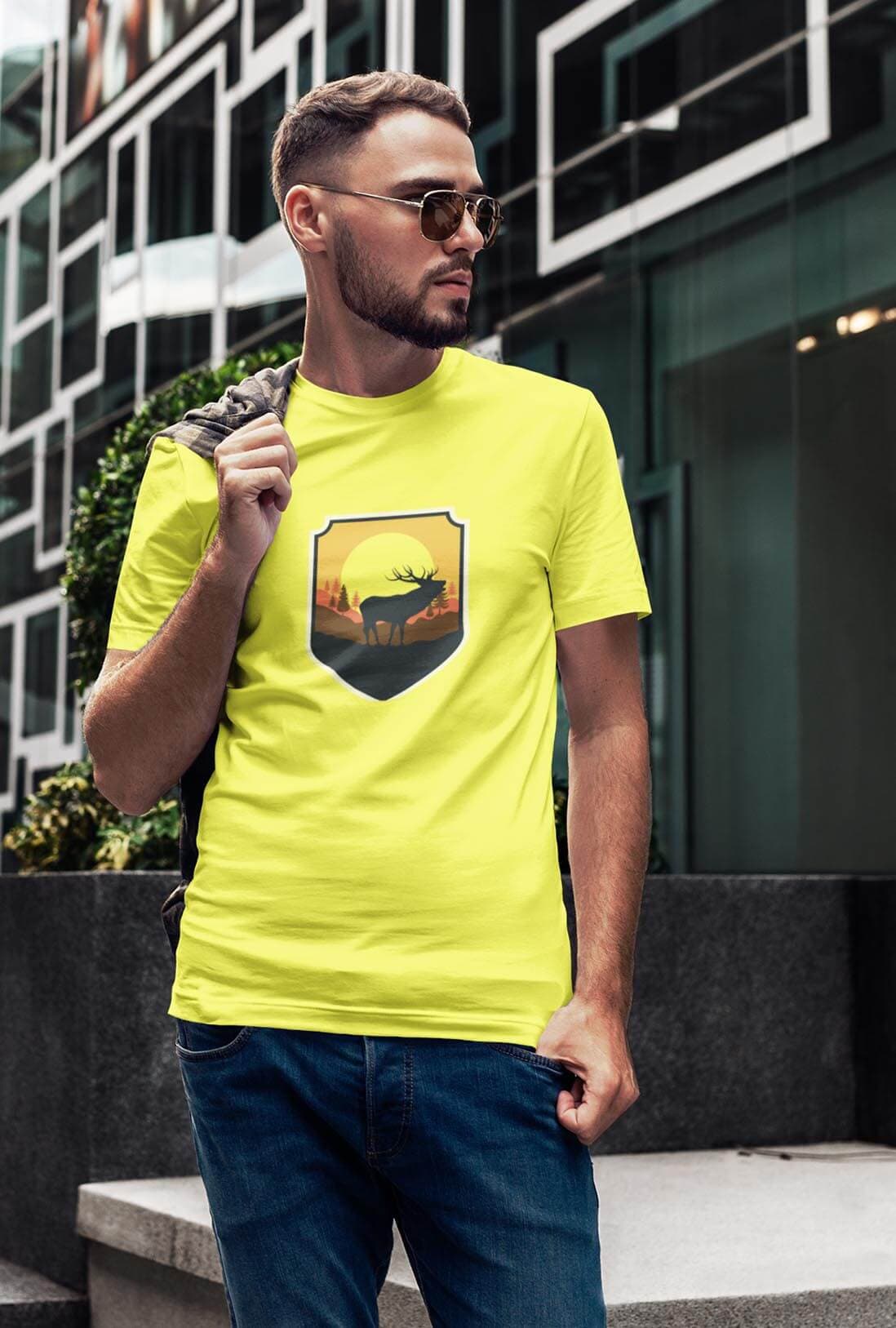 Reindeer In Moon Light Men's Cotton T-Shirt - photo 2 of 2