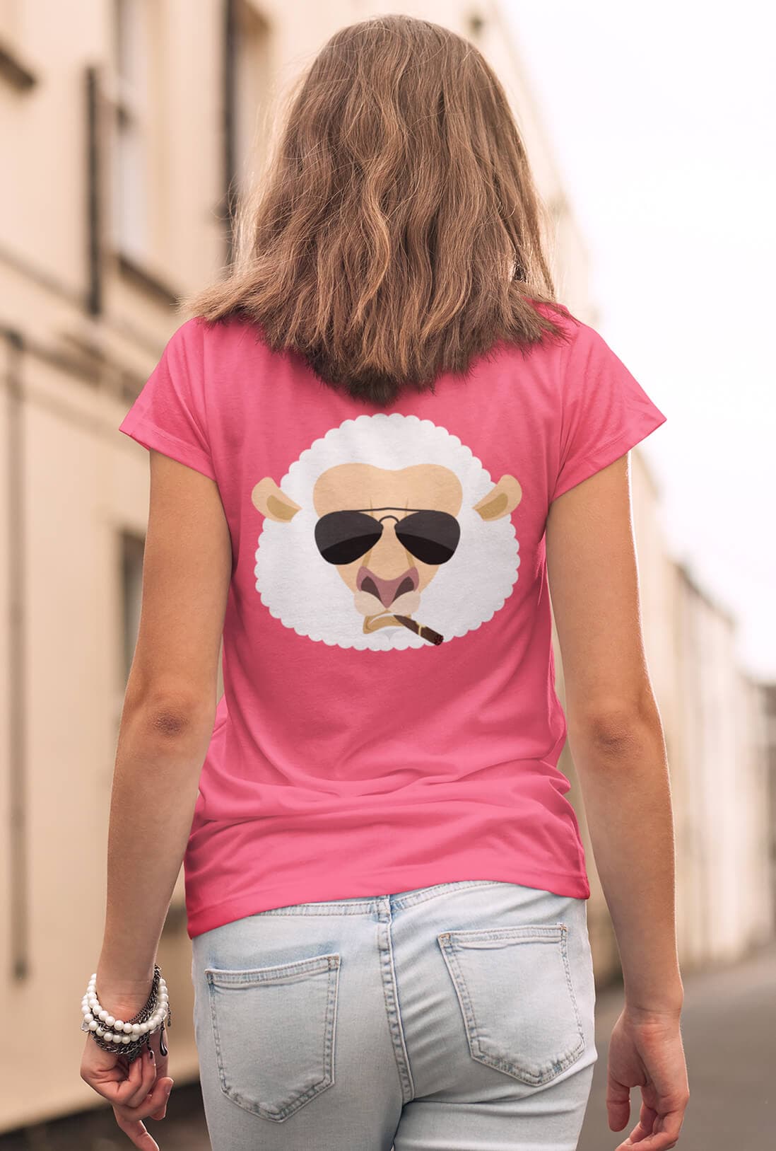 Sheep In Glasses Women's Back Printed Cotton T-Shirt - photo 5 of 6