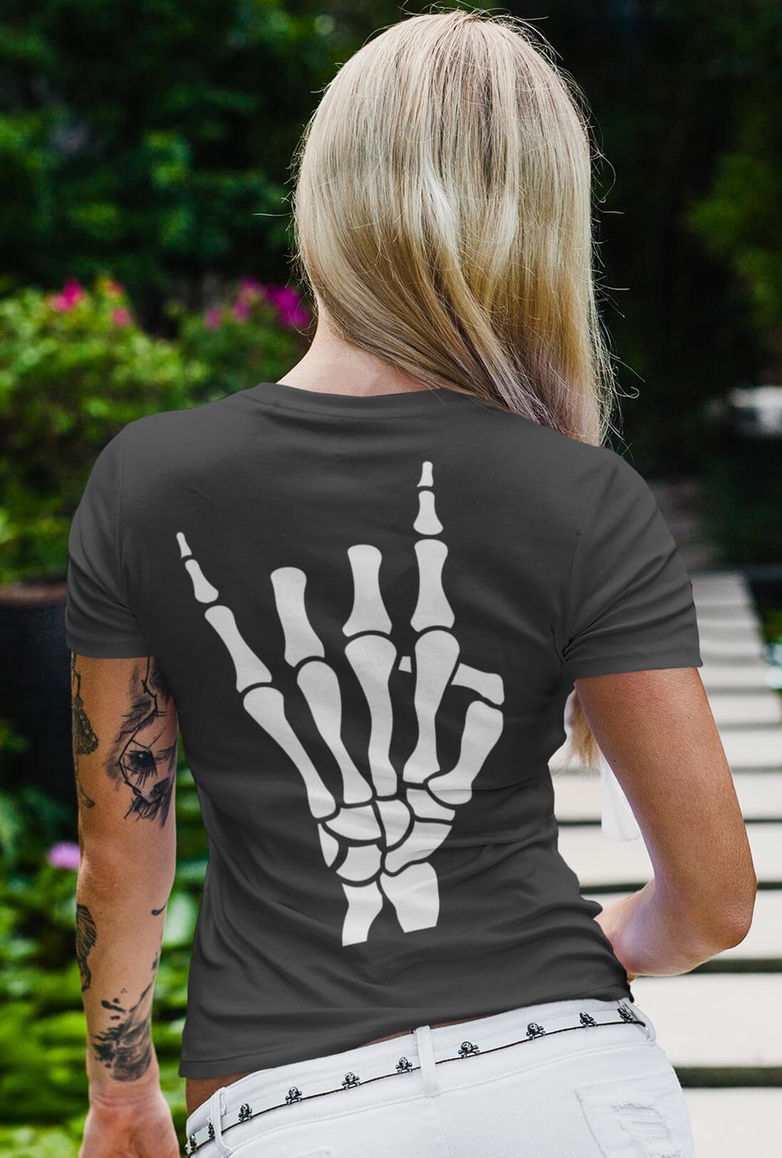 Skeleton Hand Women's Back Print T-Shirt - photo 3 of 7