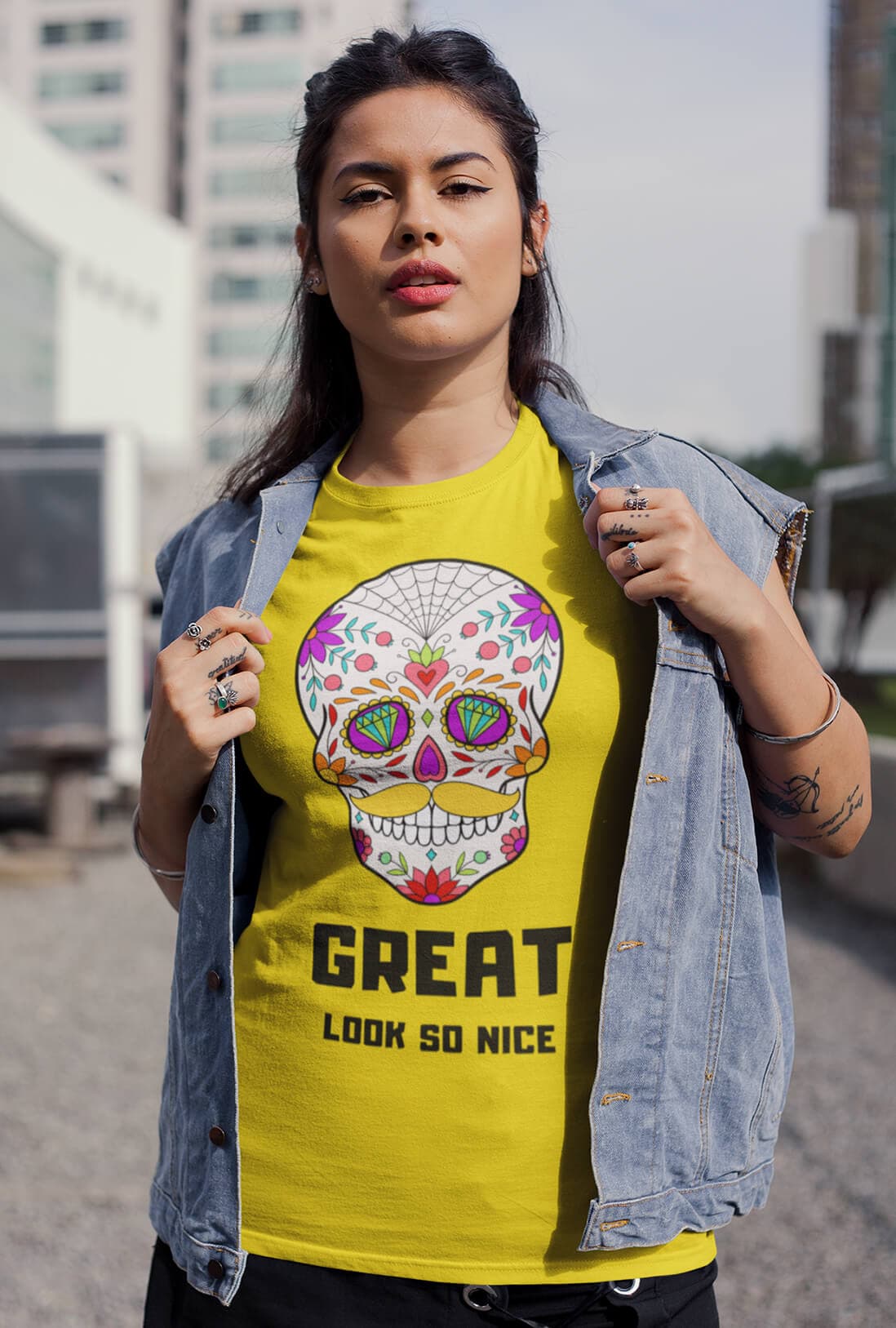 Sugar Skull Women's Cotton T-Shirt - photo 2 of 4