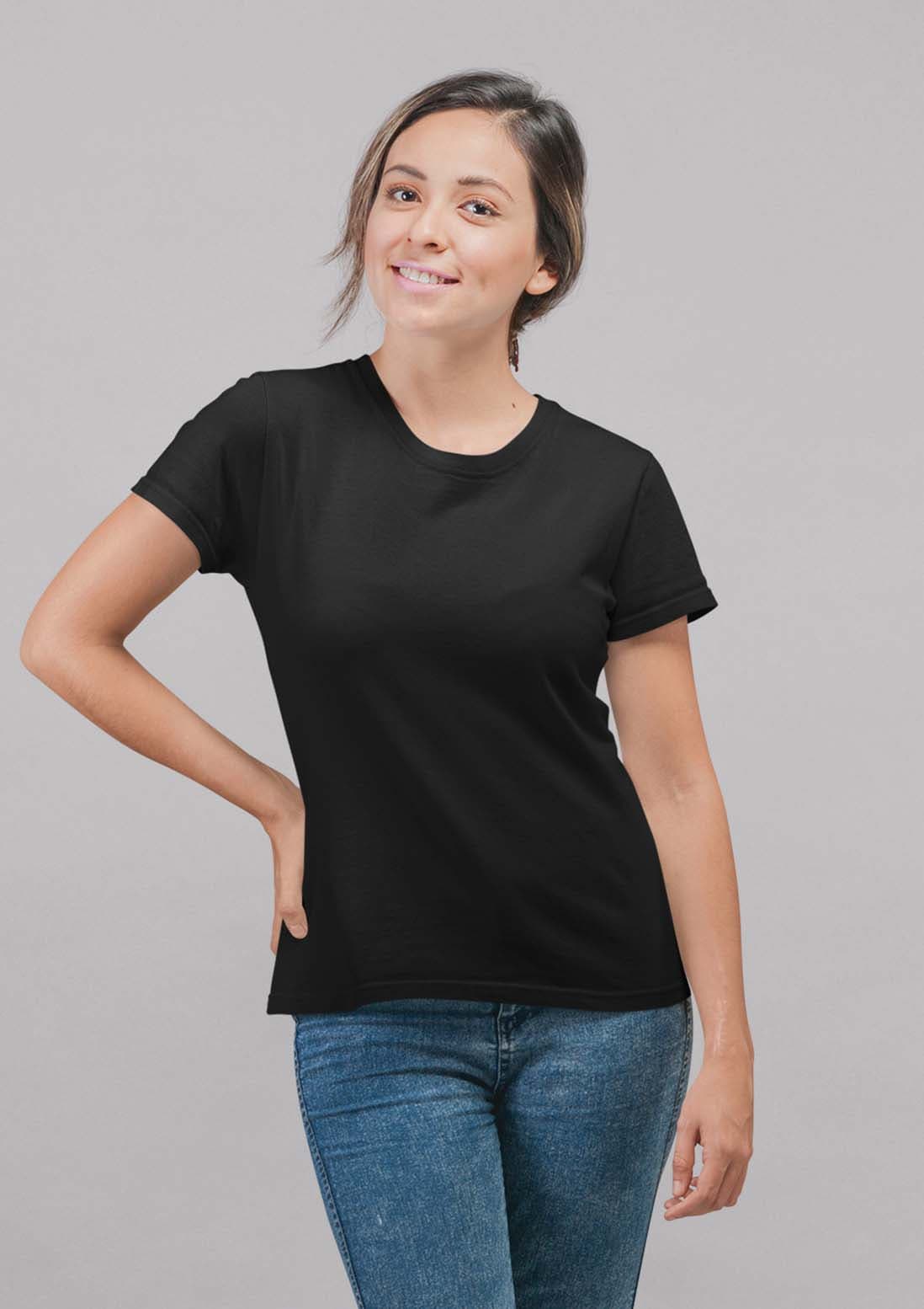 Women's Black Cotton T-Shirt