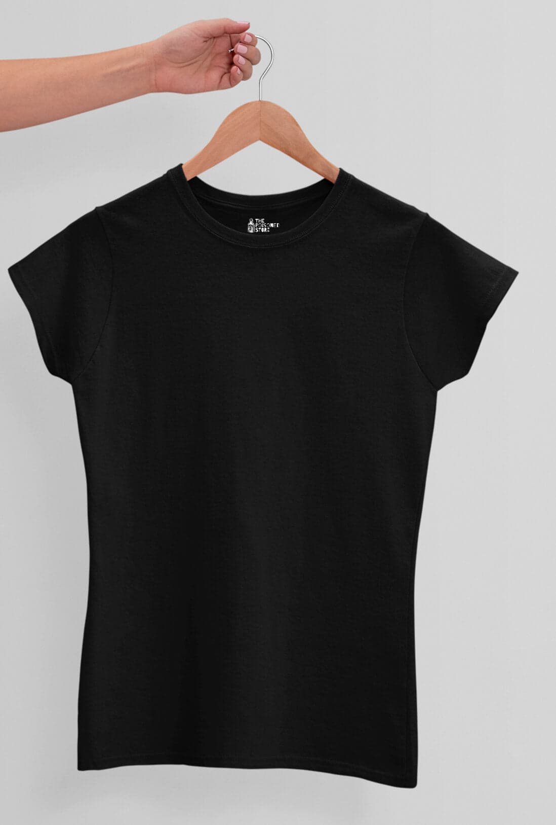 Women's Plain Black Cotton T-Shirt