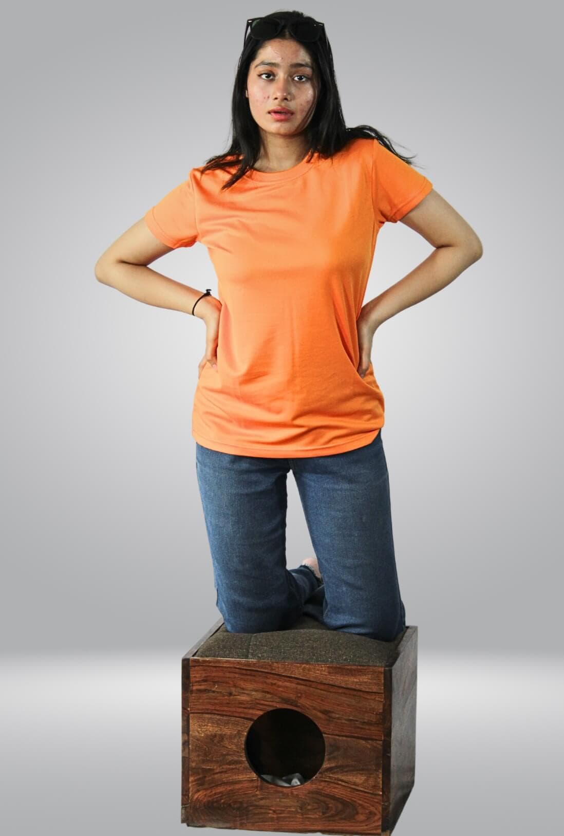 Women's Round Neck Orange Active Wear T-Shirt - photo 4 of 4