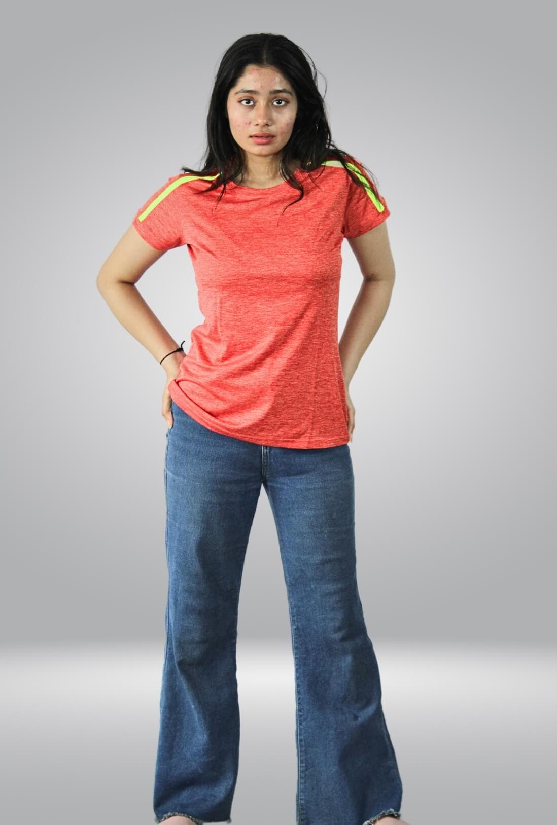 Women's Round Neck Orange Ketonic Active Wear T-Shirt - photo 2 of 2
