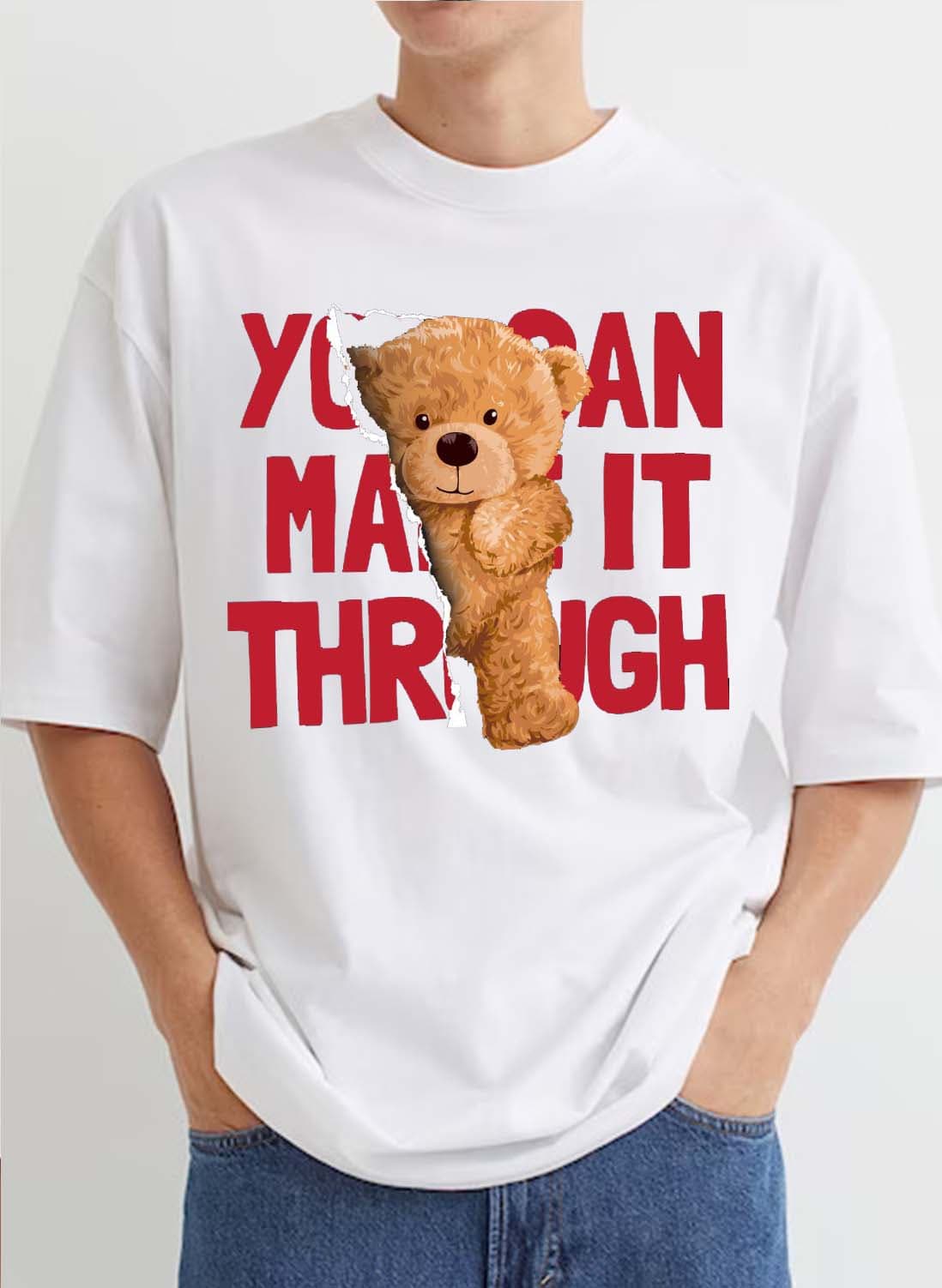 You Can Make it Through Cute Bear Oversized T-Shirt - photo 2 of 3