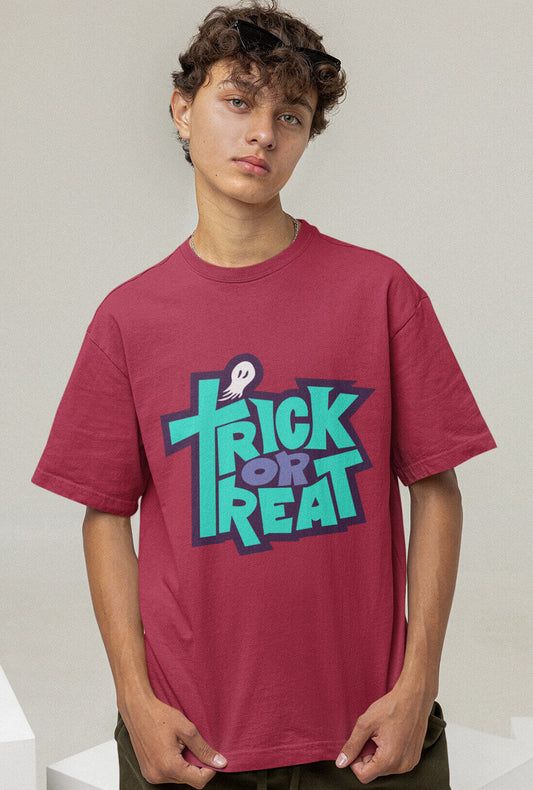 Trick & Treat Men's Maroon Oversized T-Shirt