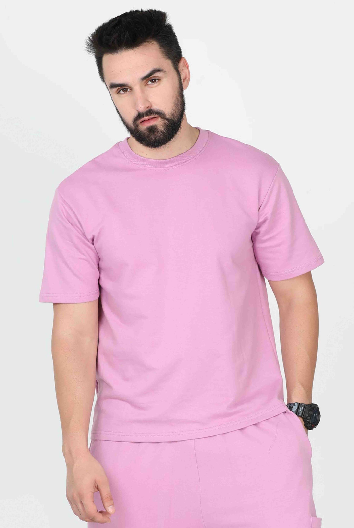 Men's Solid Lavender Oversized T-Shirt