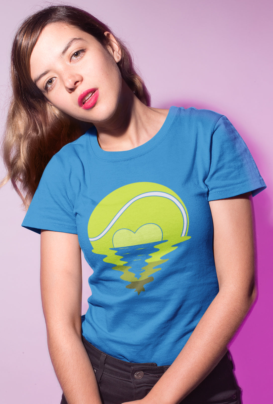 Tennis Ball Women's Electric Blue Cotton T-Shirt