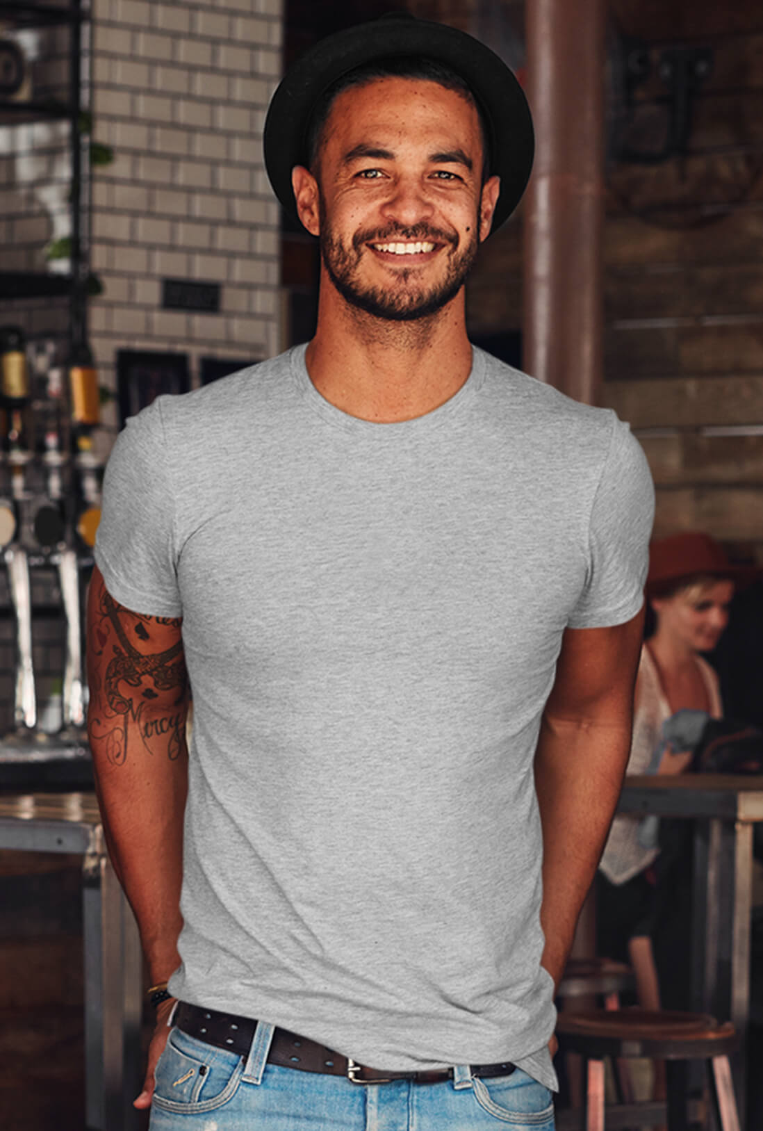 Men's  Grey Cotton T-Shirt